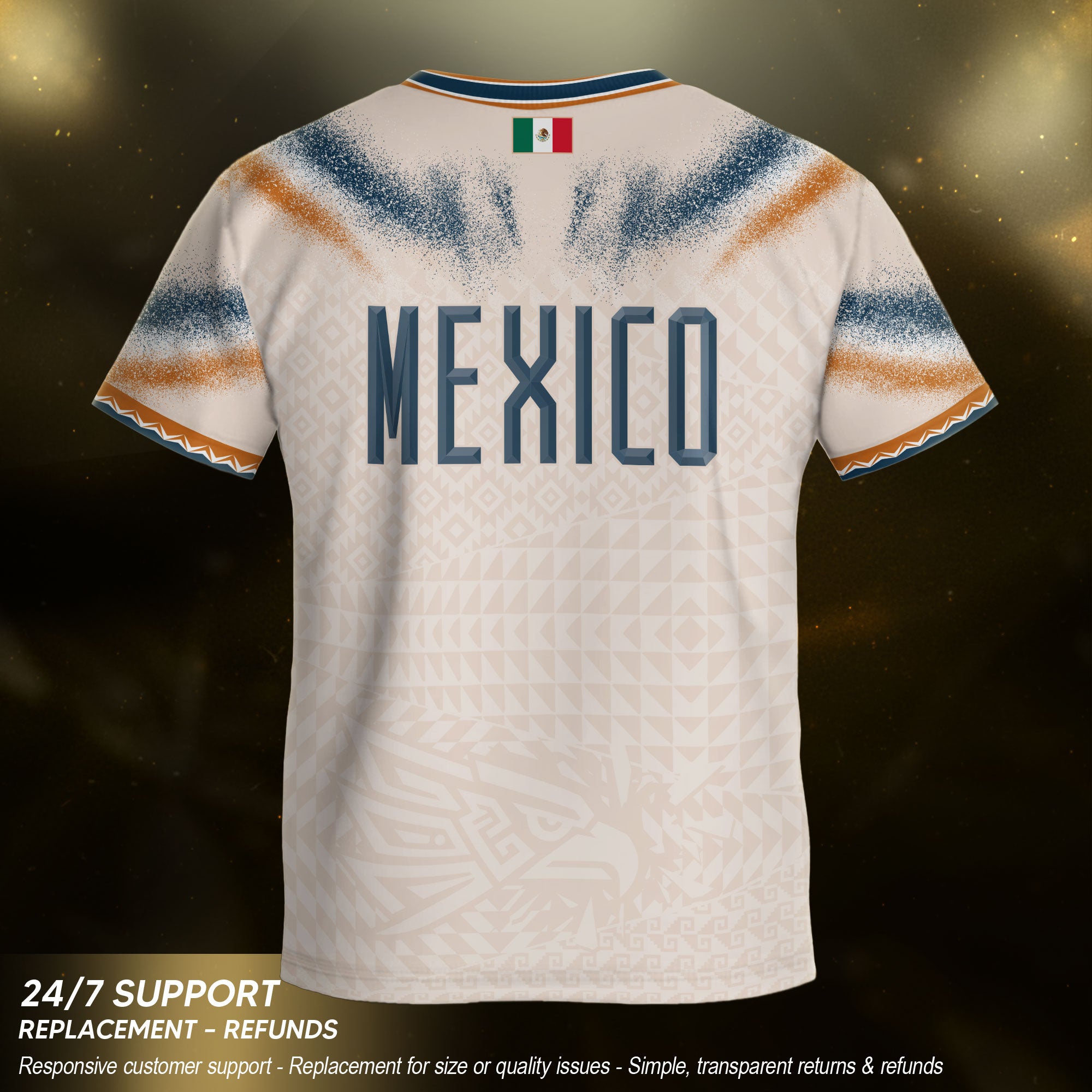 Mexico Soccer Jersey Kids Aztec Eagle Cream Beige Youth Football Shirt Training Apparel