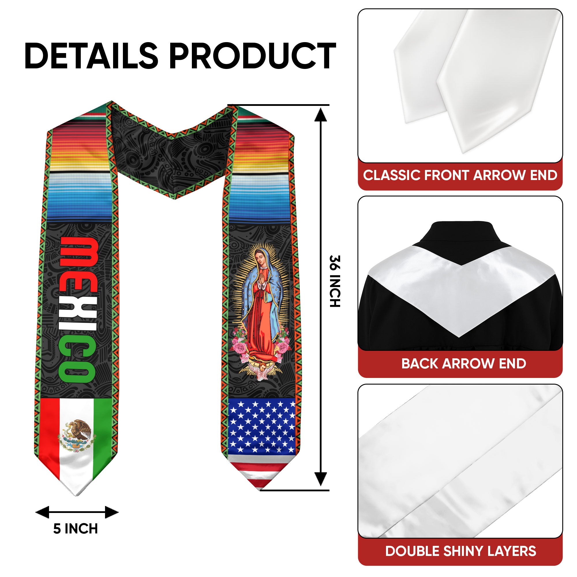 Stole Mexico 2026 Mexican, Senior Graduation Sash