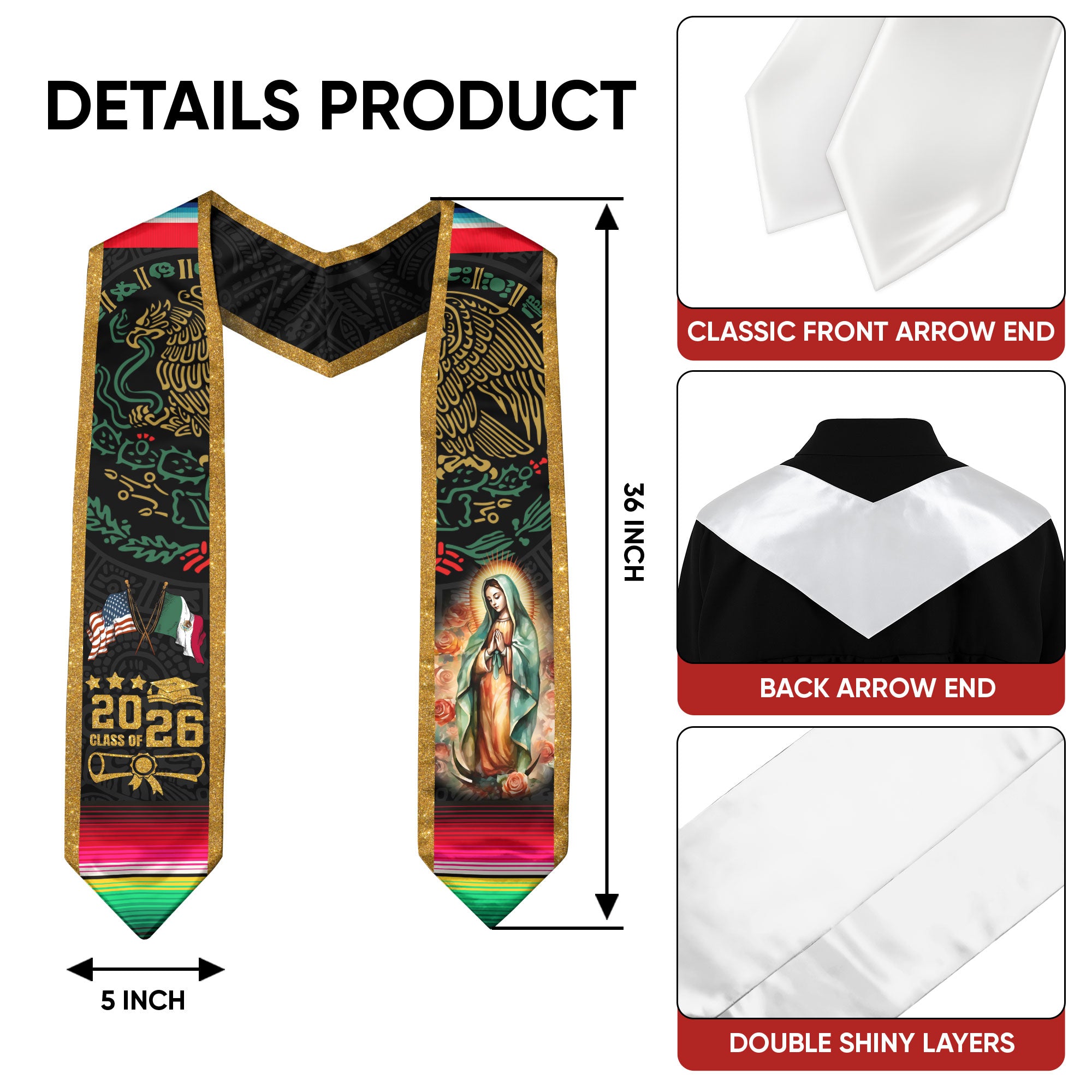 Mexican Stole Graduation Mexico 2026, Sash for Senior Graduate