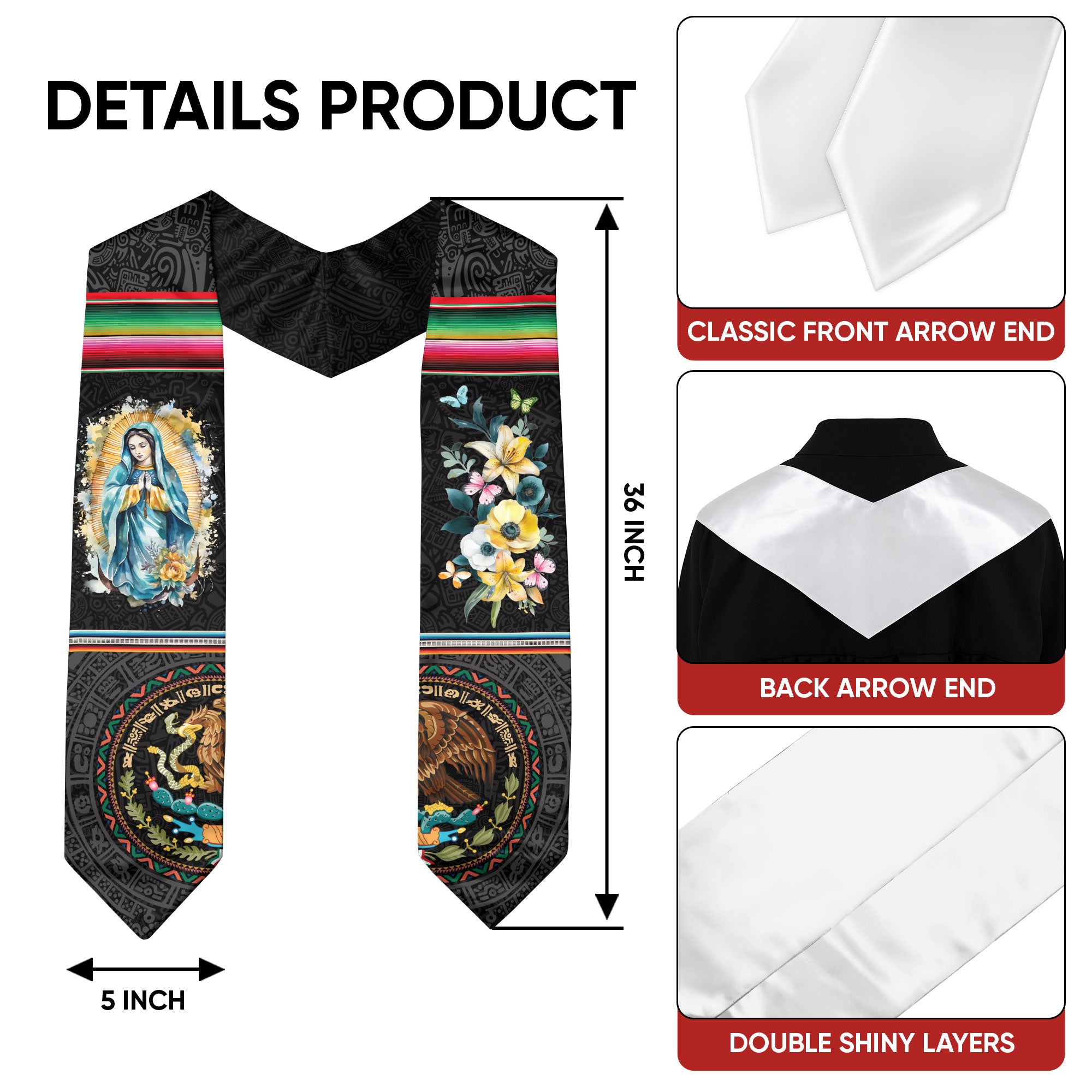 Mexico Mexican Graduate Stole 2026, Graduation Sash Elegant