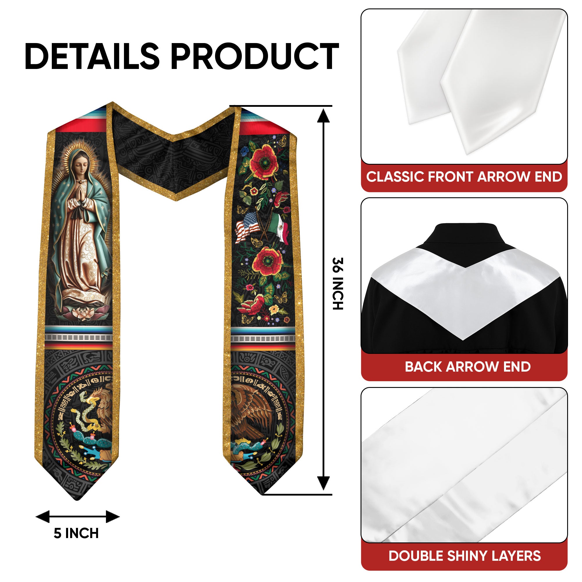 Graduation Stole Mexico 2026, Mexican Sash for Graduate Outfit
