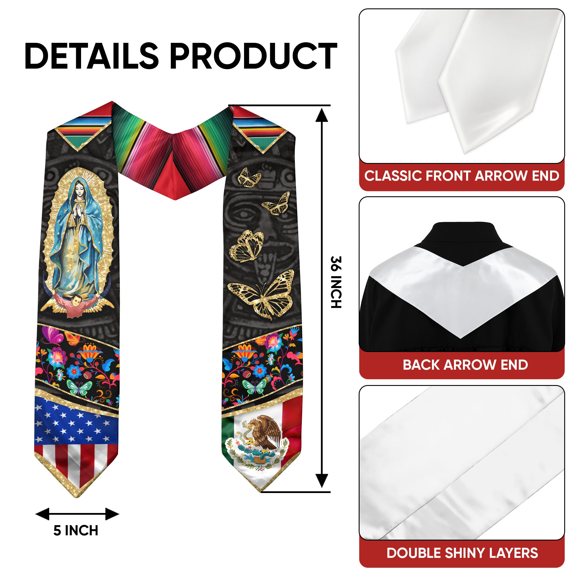 Mexico Mexican Graduation Sash 2026, Stole for Graduate Day