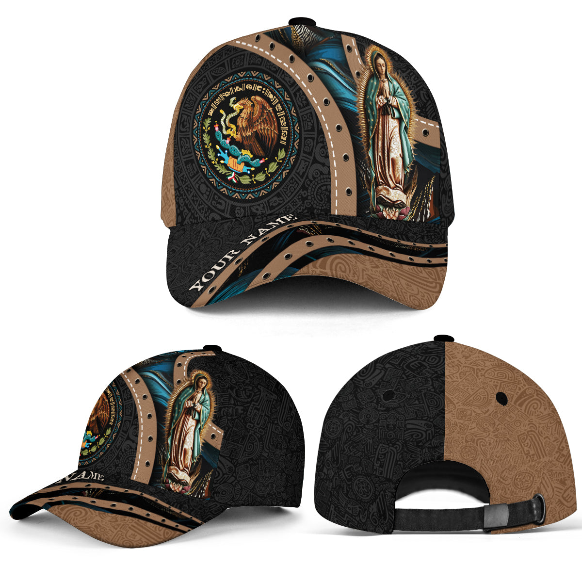 Custom Mexico Guadalupe Virgin Mary Eagle Aztec Heritage Faith Pride Hat