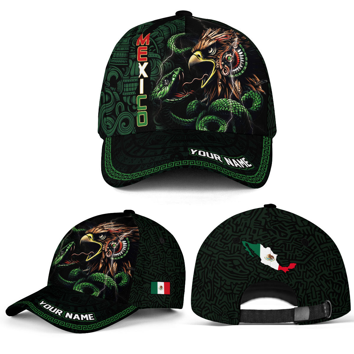 Custom Mexico Aztec Eagle Serpent Warrior Heritage Pride Power Roots Hat