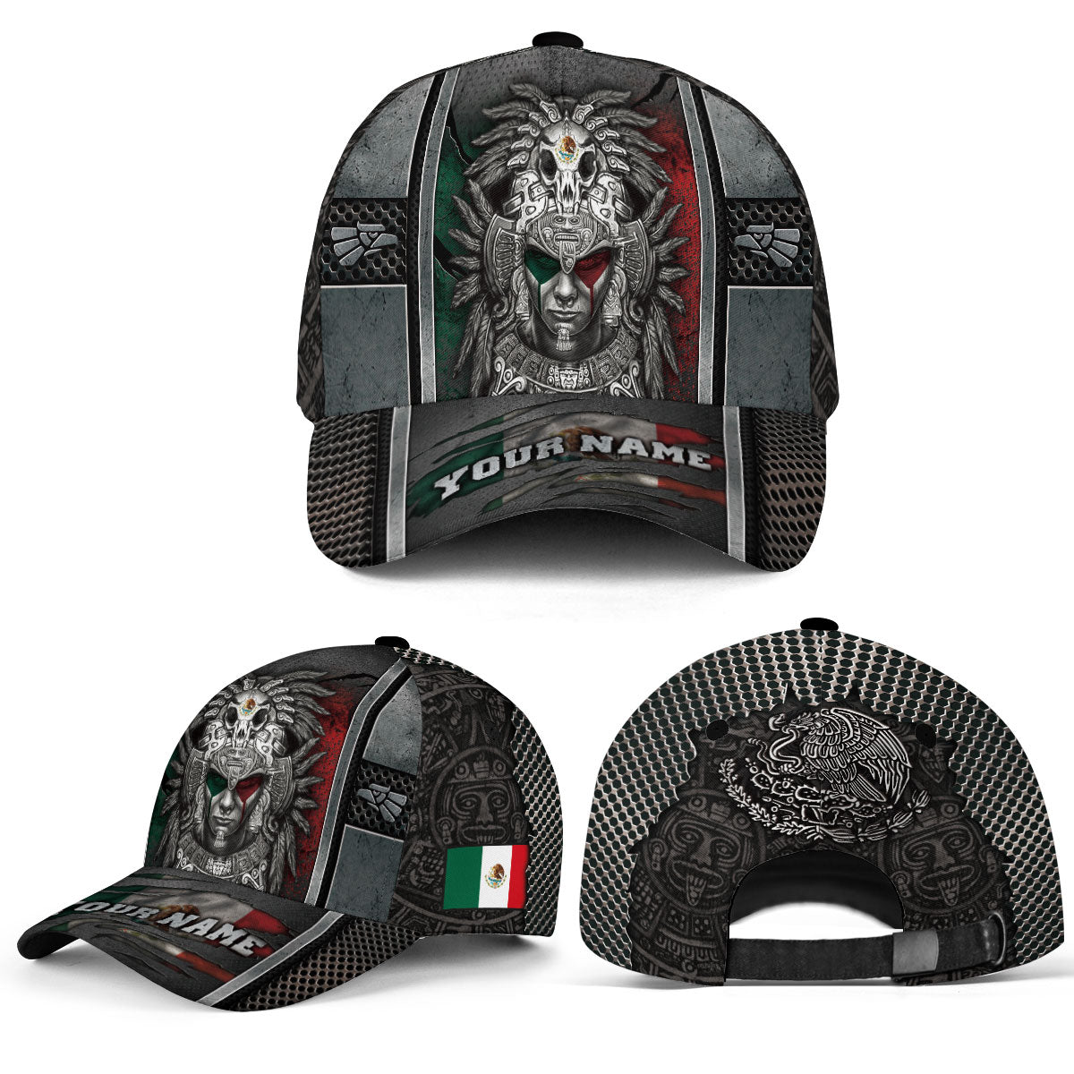Custom Mexico Aztec Warrior Skull Eagle Heritage Pride Power Roots Hat
