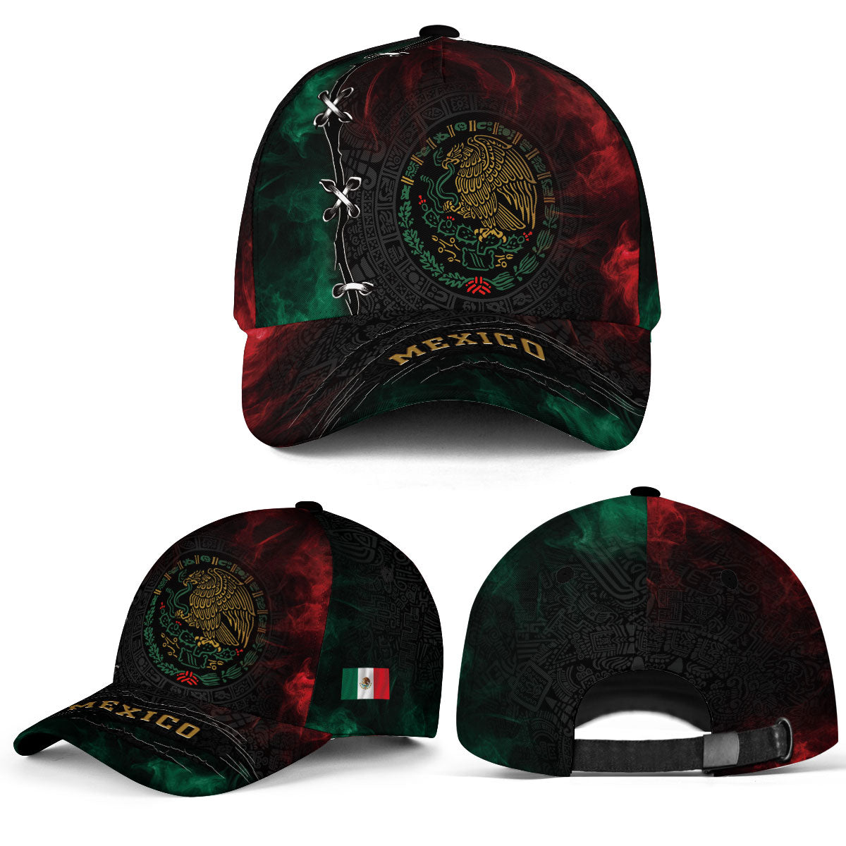 Mexico Flag Eagle Aztec Calendar Heritage Pride Power Culture Roots Hat
