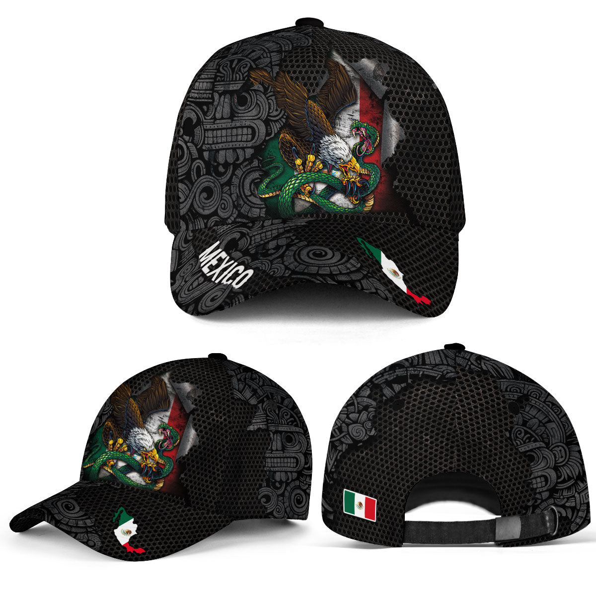 Mexico Flag Eagle Serpent Aztec Heritage Pride Power Design Hat