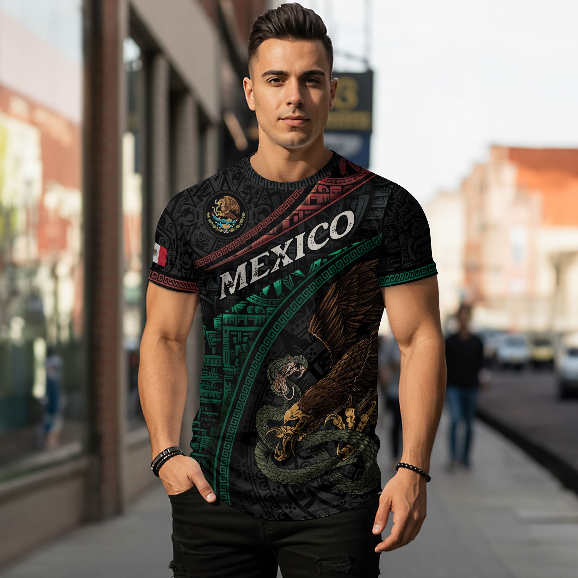 Mexico Flag Aztec Eagle Warrior Heritage Pride Spirit Legacy Shirt