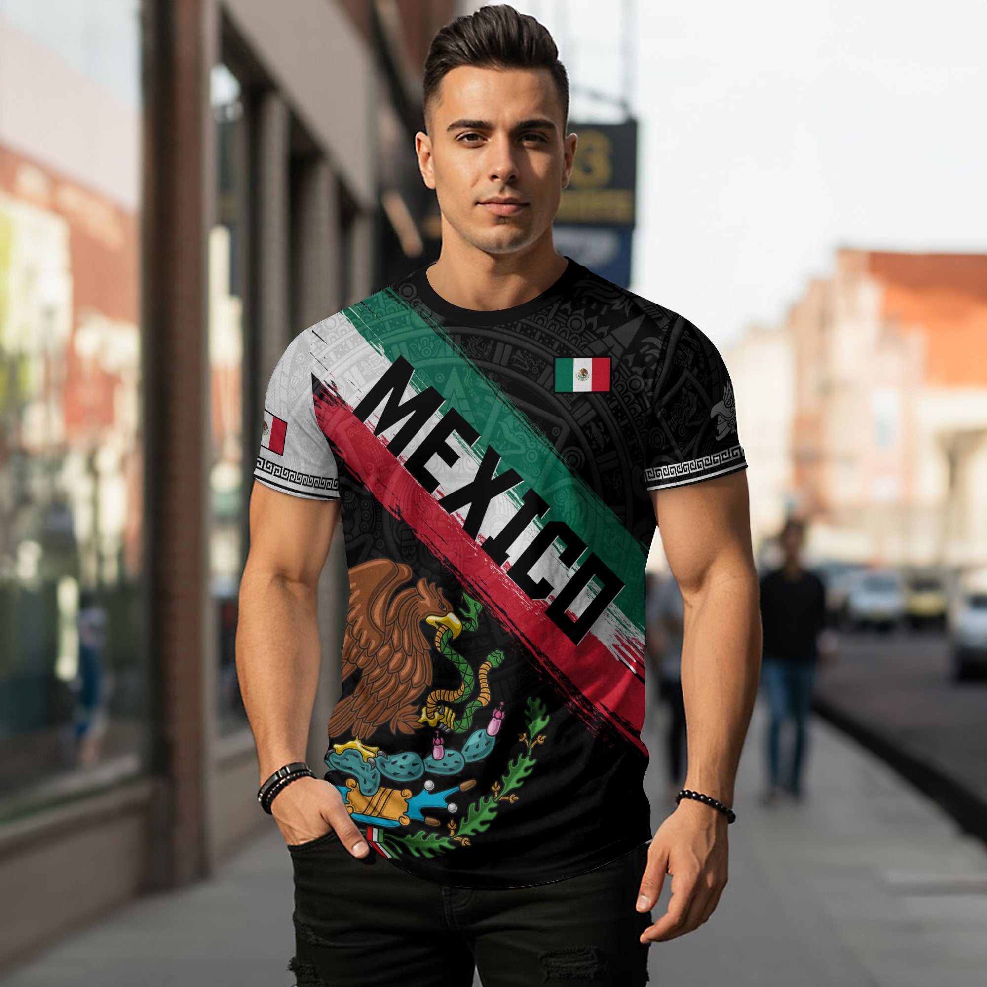 Mexico Flag Eagle Aztec Pyramid Heritage Pride Warrior Spirit Shirt