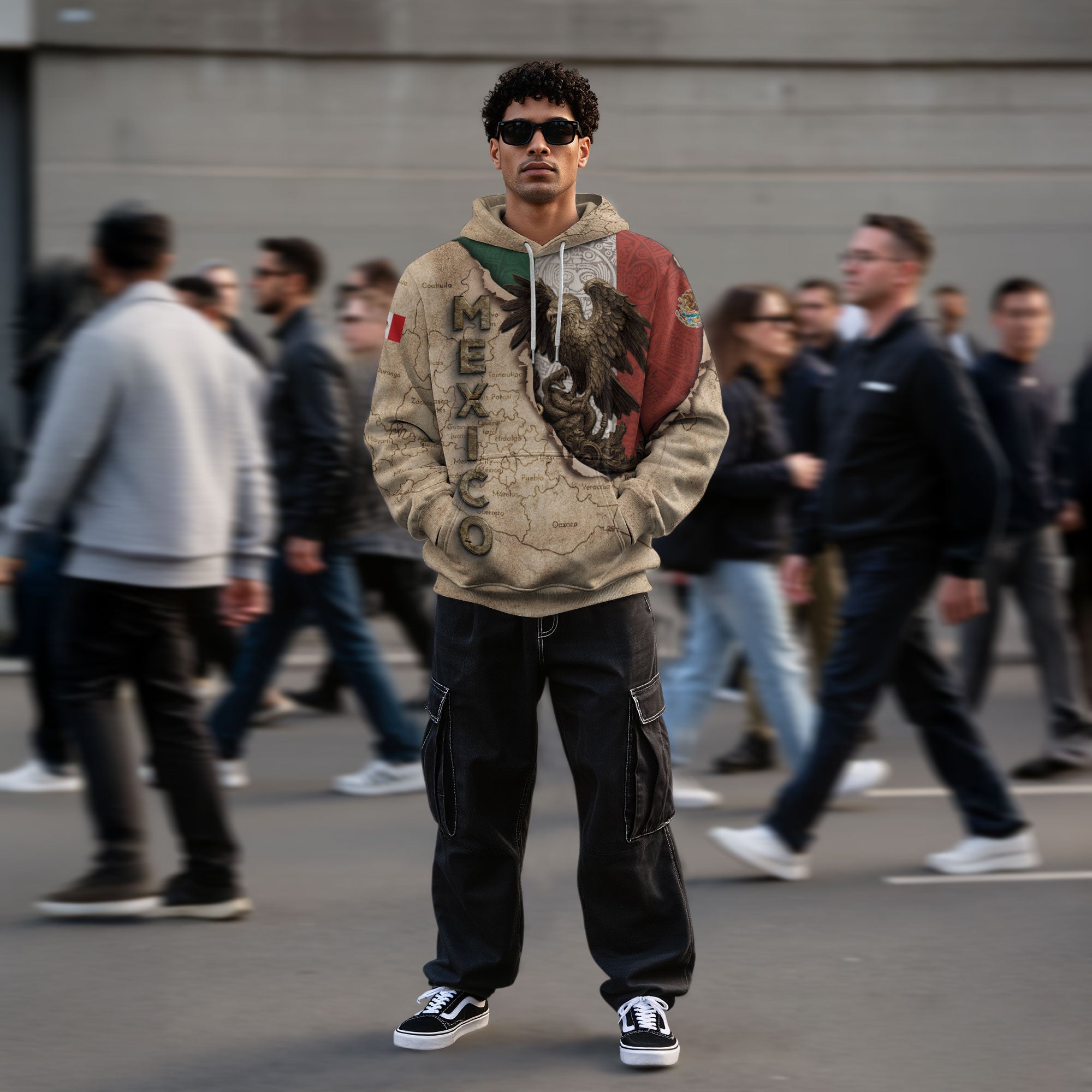 Mexico Vintage Map Flag Eagle Heritage Legacy Pride Culture Hoodie