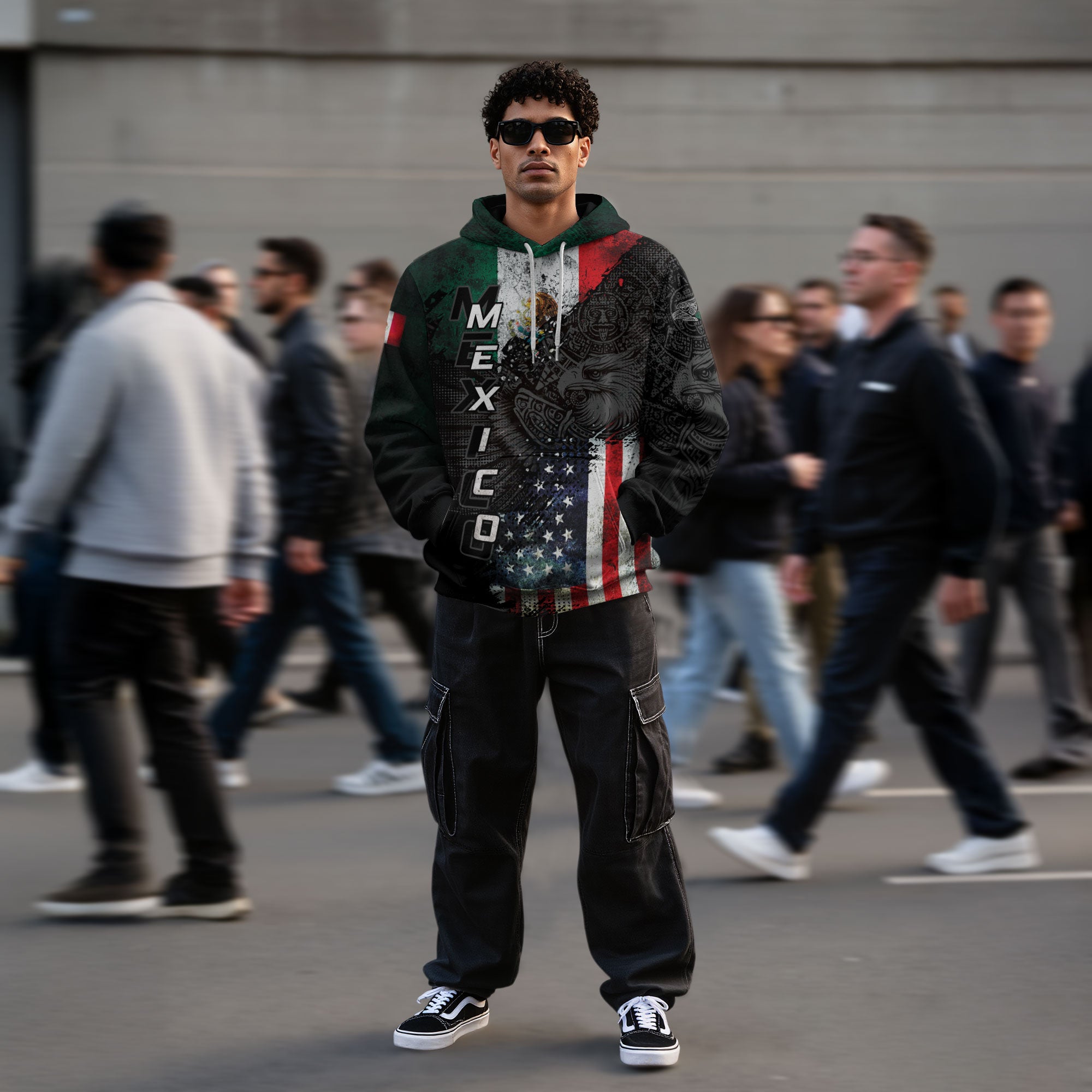 Mexico USA Flag Eagle Aztec Heritage Pride Unity Legacy Hoodie