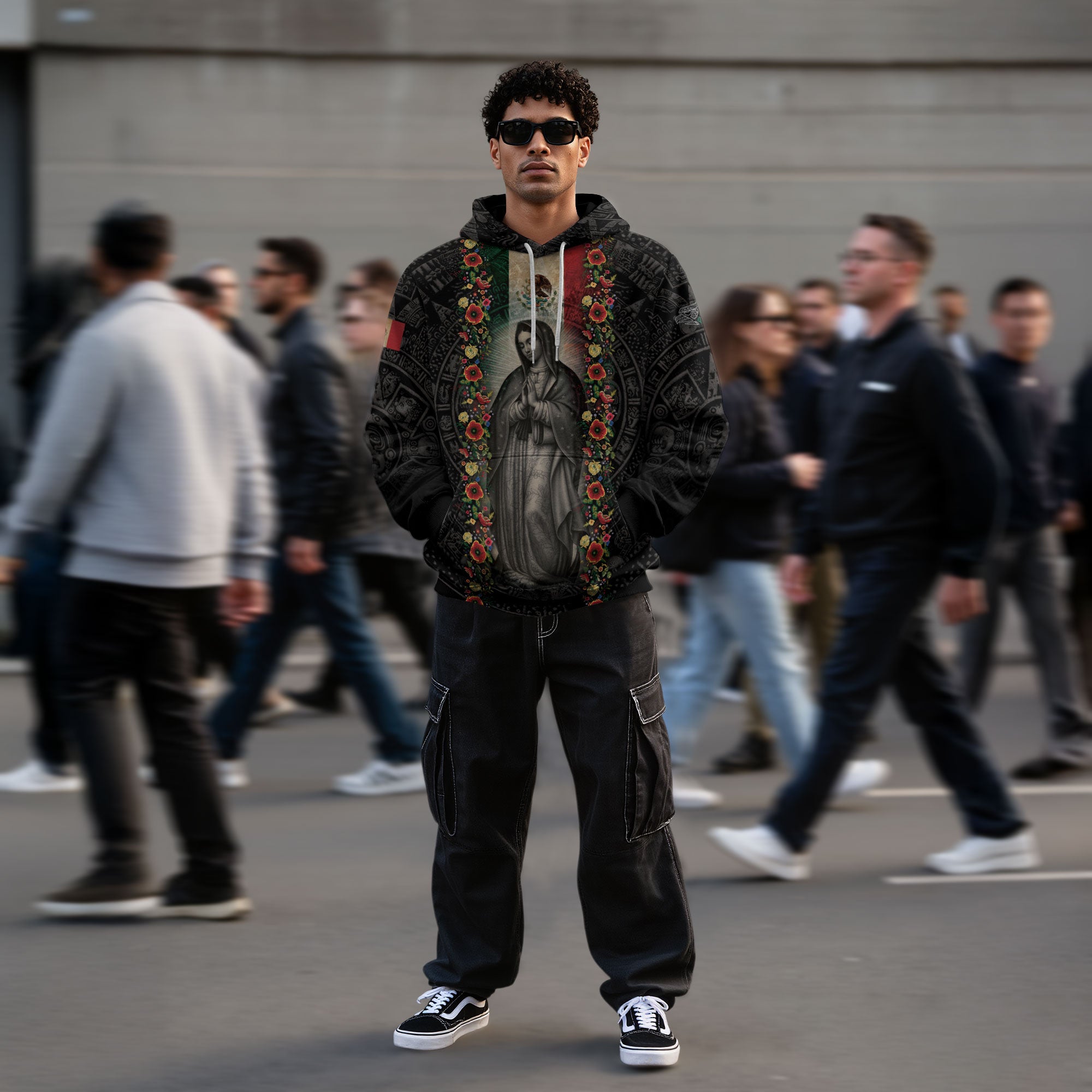 Virgin of Guadalupe Mexican Flag Aztec Faith Heritage Hoodie