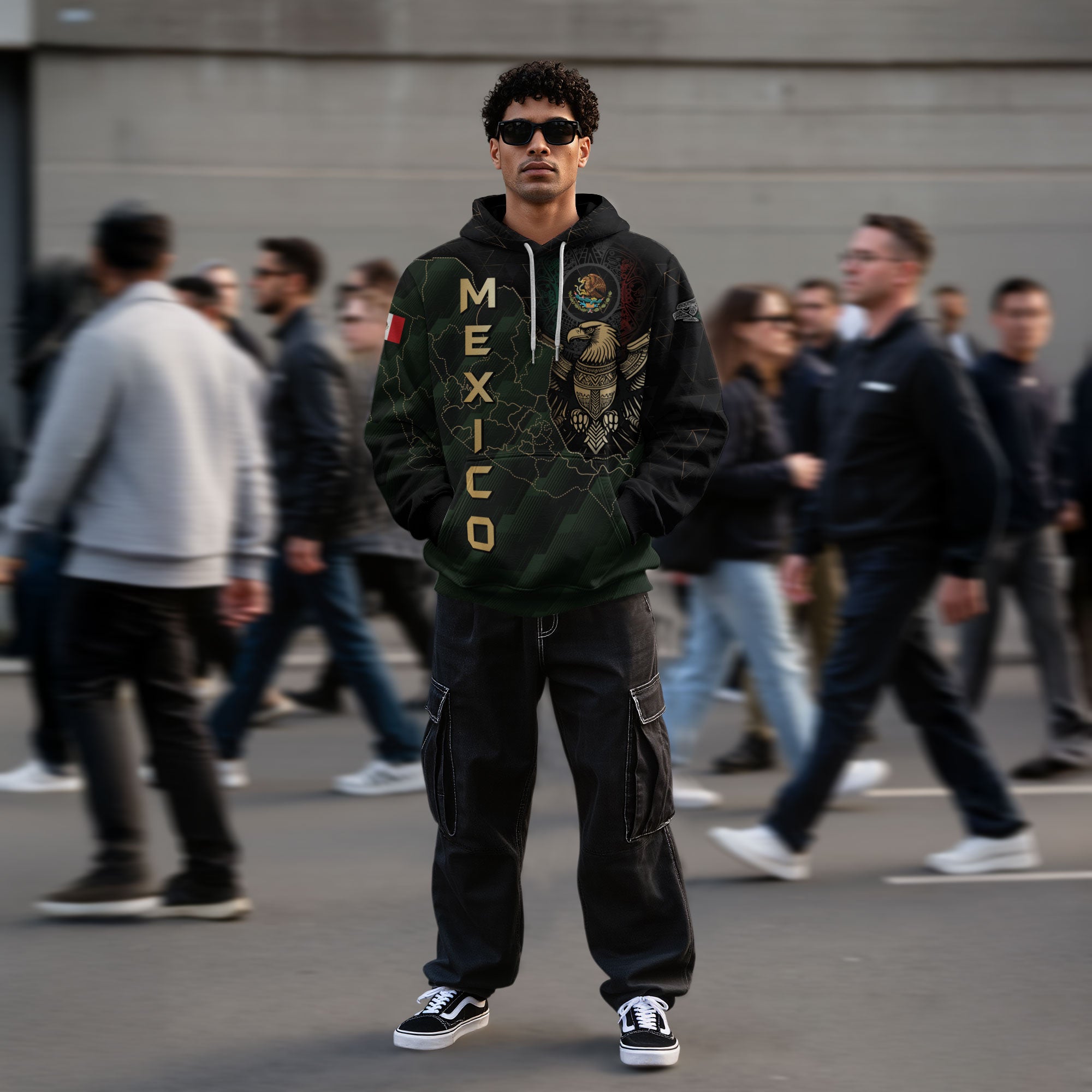 Mexico Eagle Emblem & Map Heritage Design Hoodie