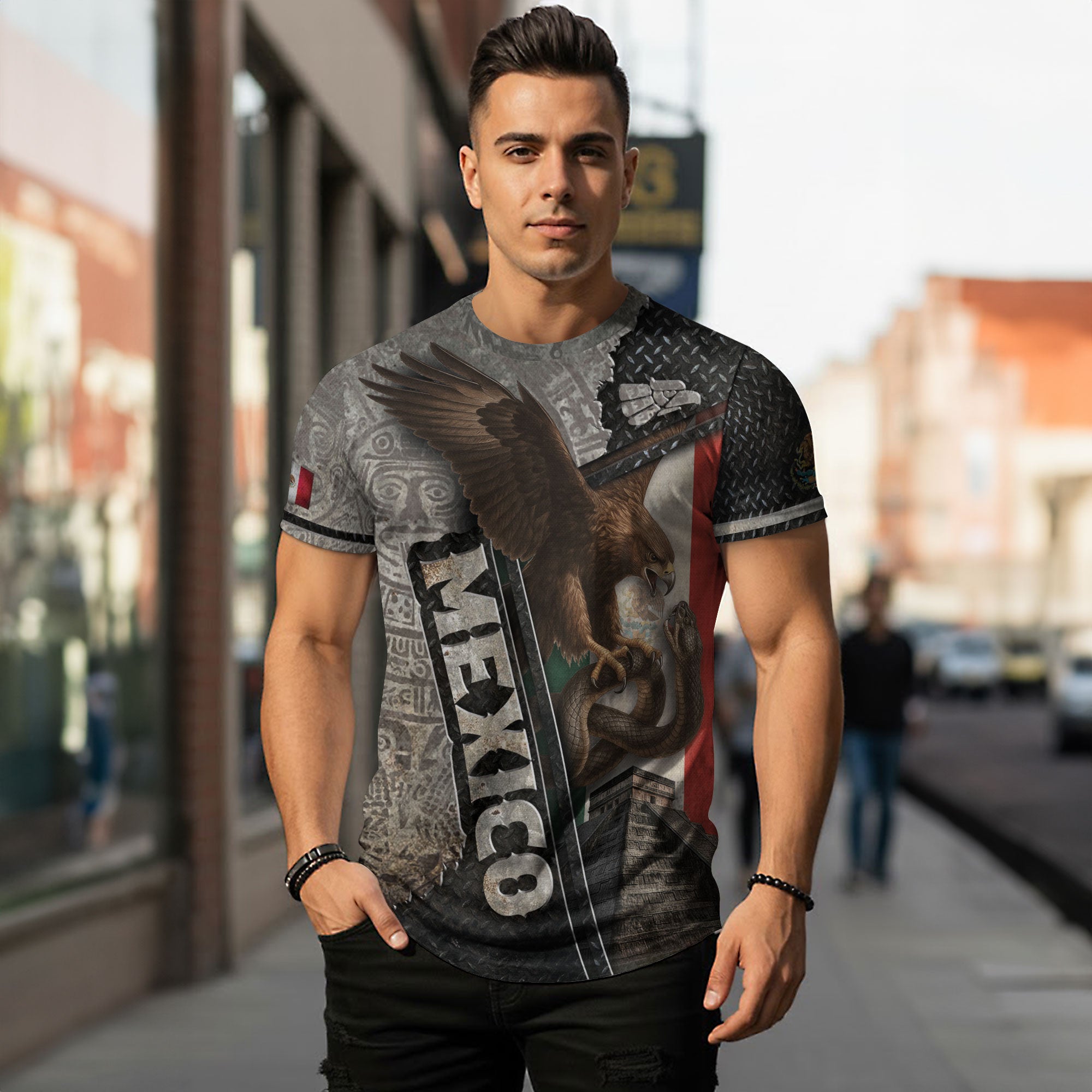 Mexican Eagle Serpent Aztec Pyramid Heritage Warrior Shirt