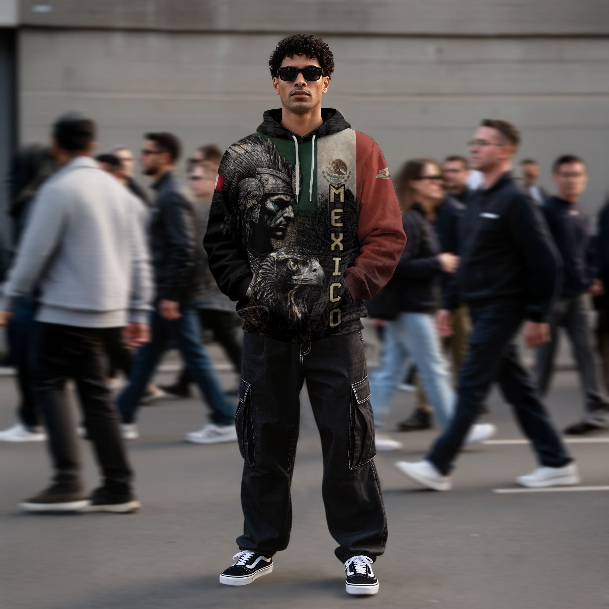 Mexico Flag Aztec Warrior Eagle Heritage Pride Legacy Cultural Power Hoodie