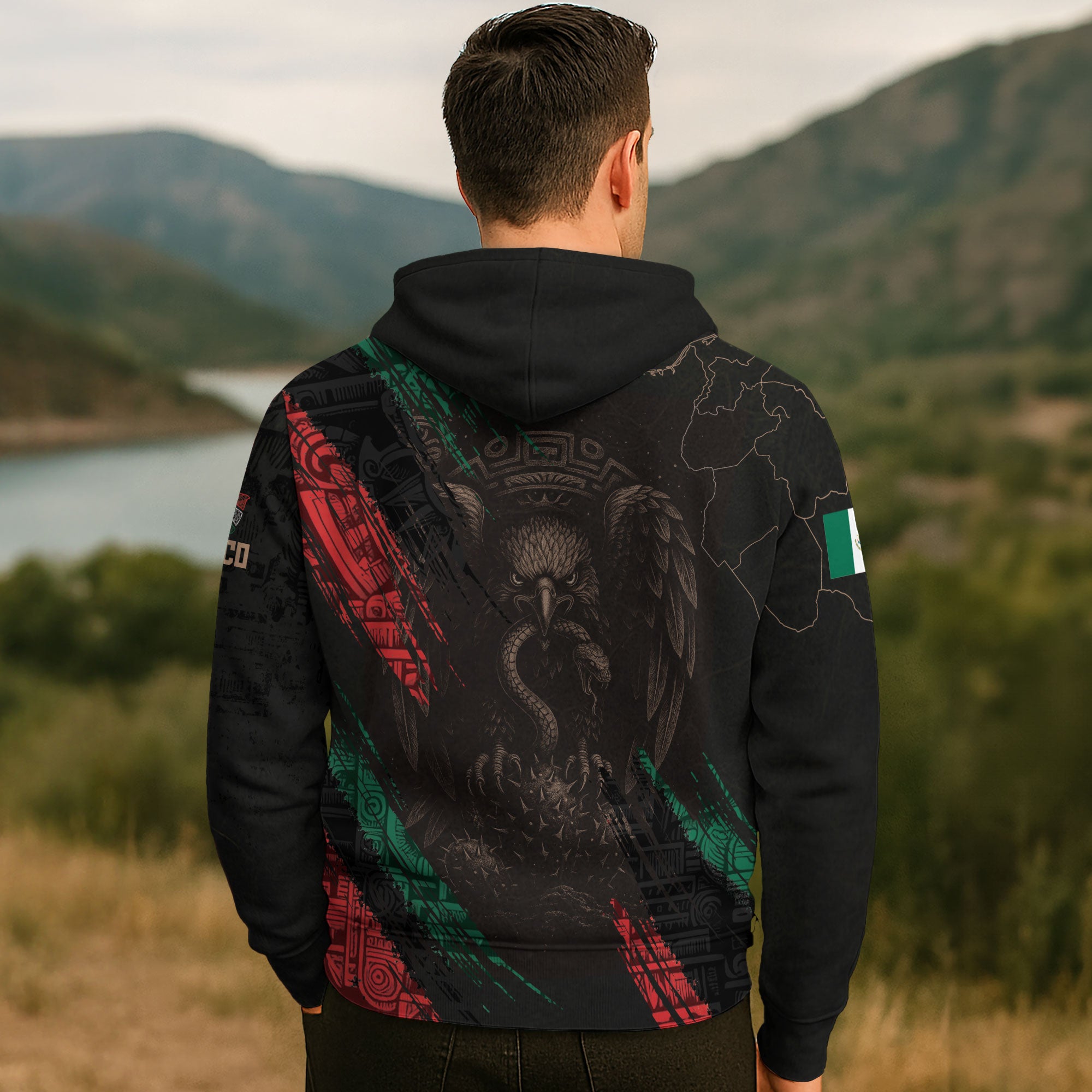 Mexico Map Aztec Sunstone Heritage Flag Legacy Cultural Warrior Pride Hoodie