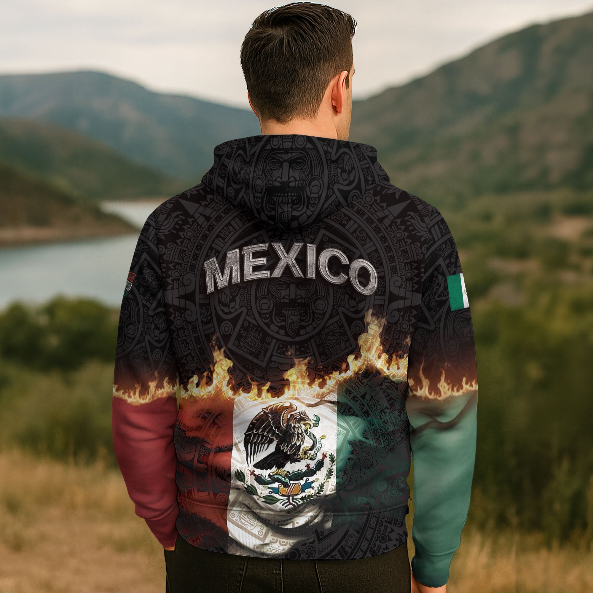 Mexico Flag Guadalupe Eagle Heritage Flame Faith Warrior Pride Hoodie
