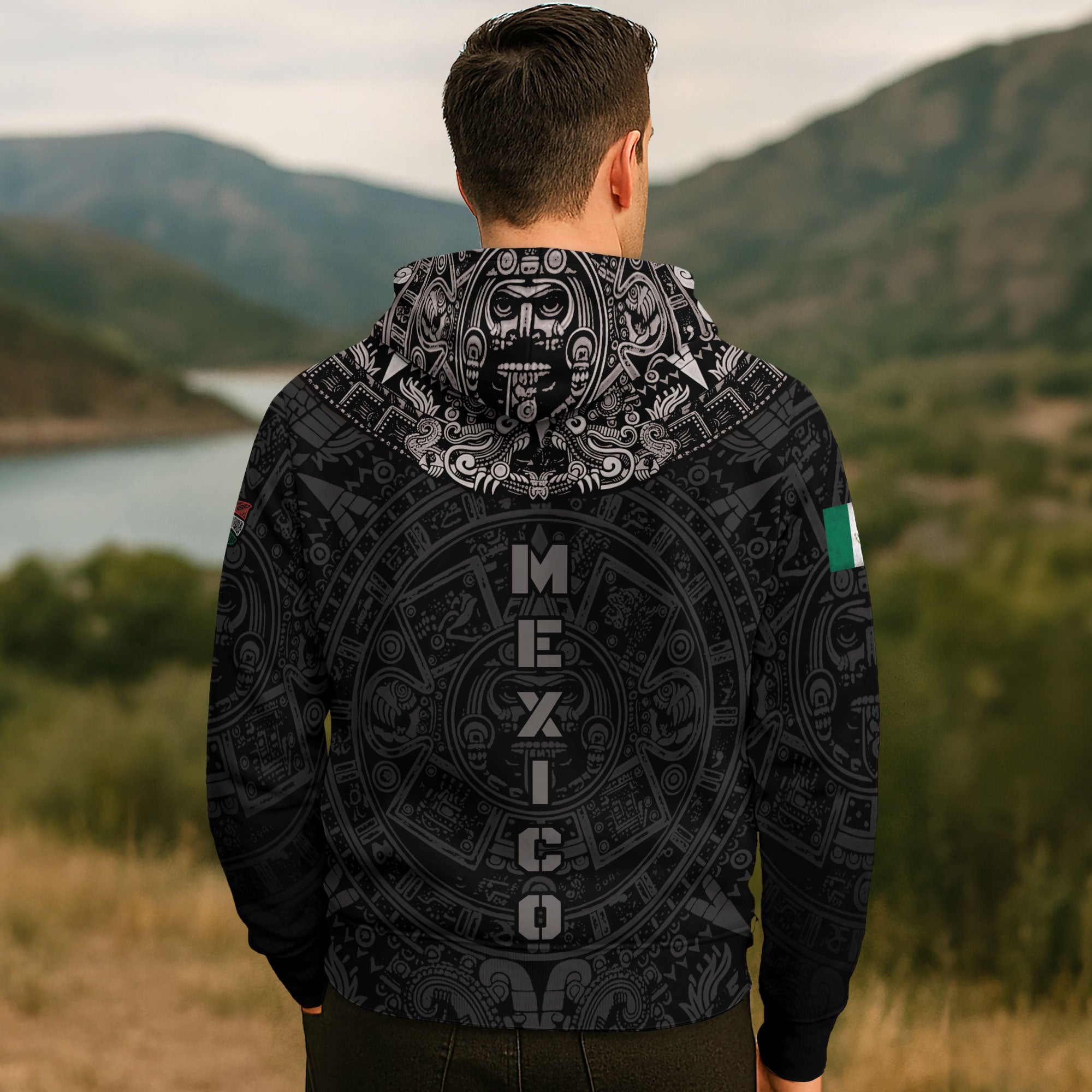 Mexico Aztec Sunstone Calendar Ancient Symbol Heritage Warrior Pride Hoodie