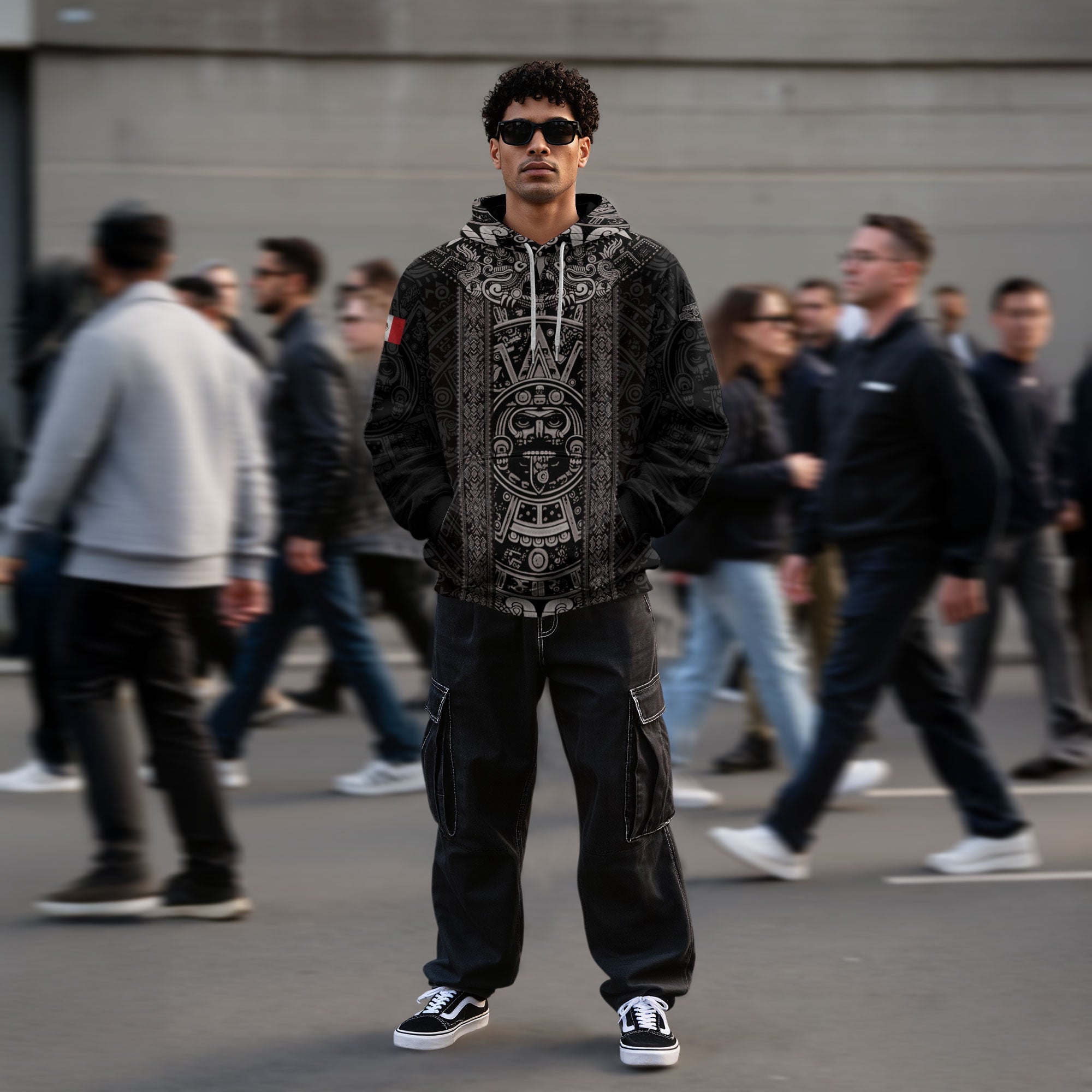 Mexico Aztec Sunstone Calendar Ancient Symbol Heritage Warrior Pride Hoodie