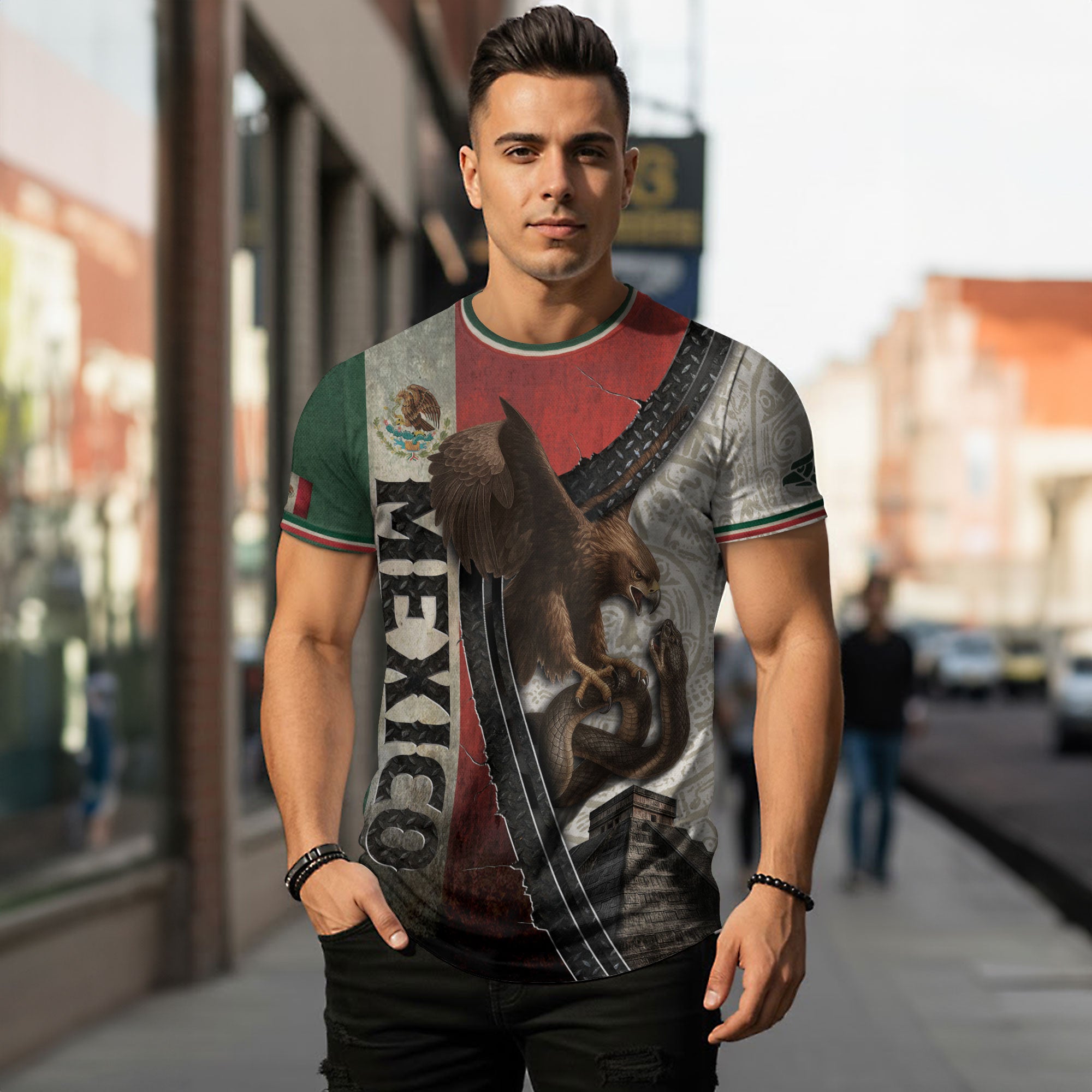 Mexico Flag Eagle Serpent Aztec Pyramid Heritage Pride Legacy Warrior Shirt