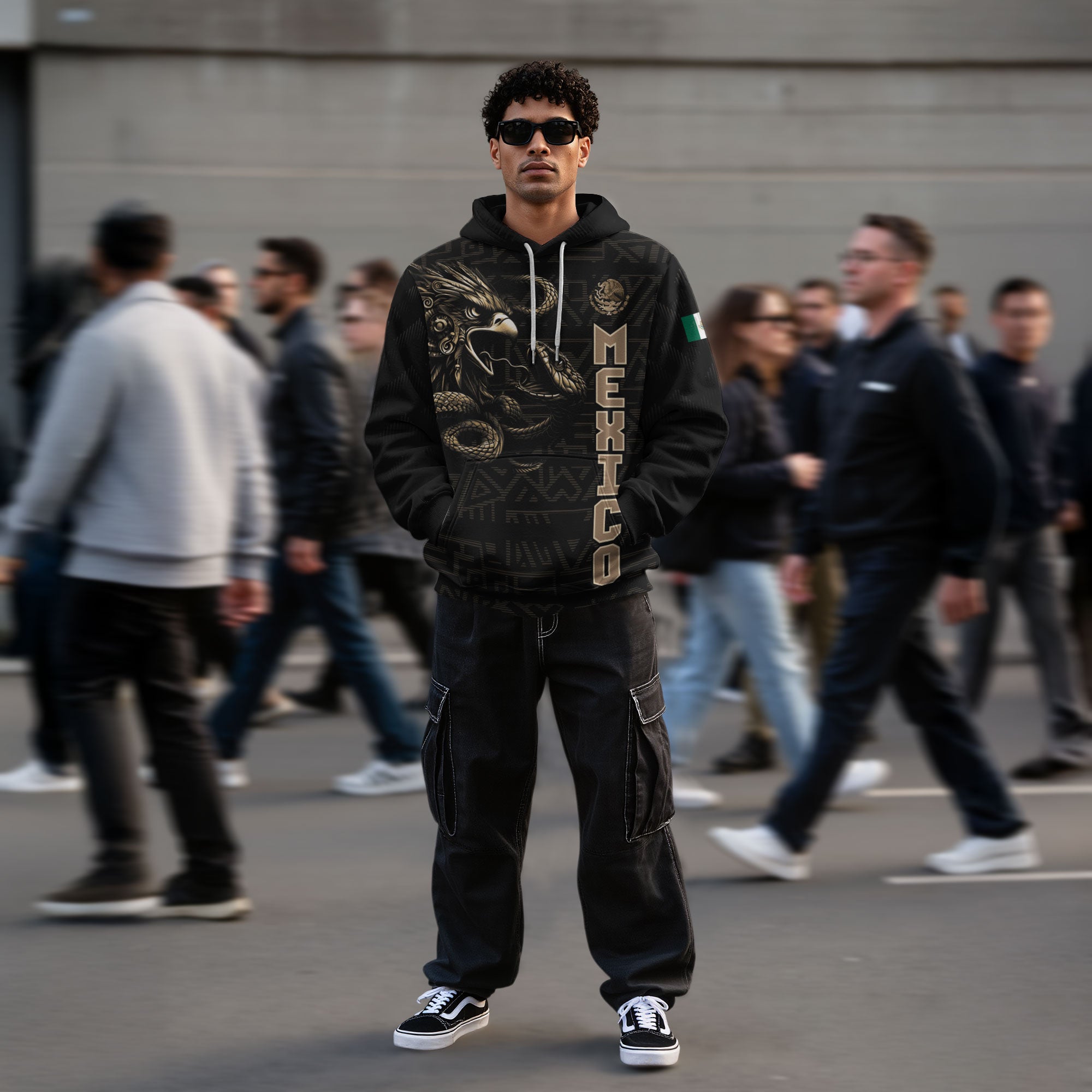 Mexican Aztec Eagle Snake National Flag Heritage Mens Sudadera De Mexico Hoodie