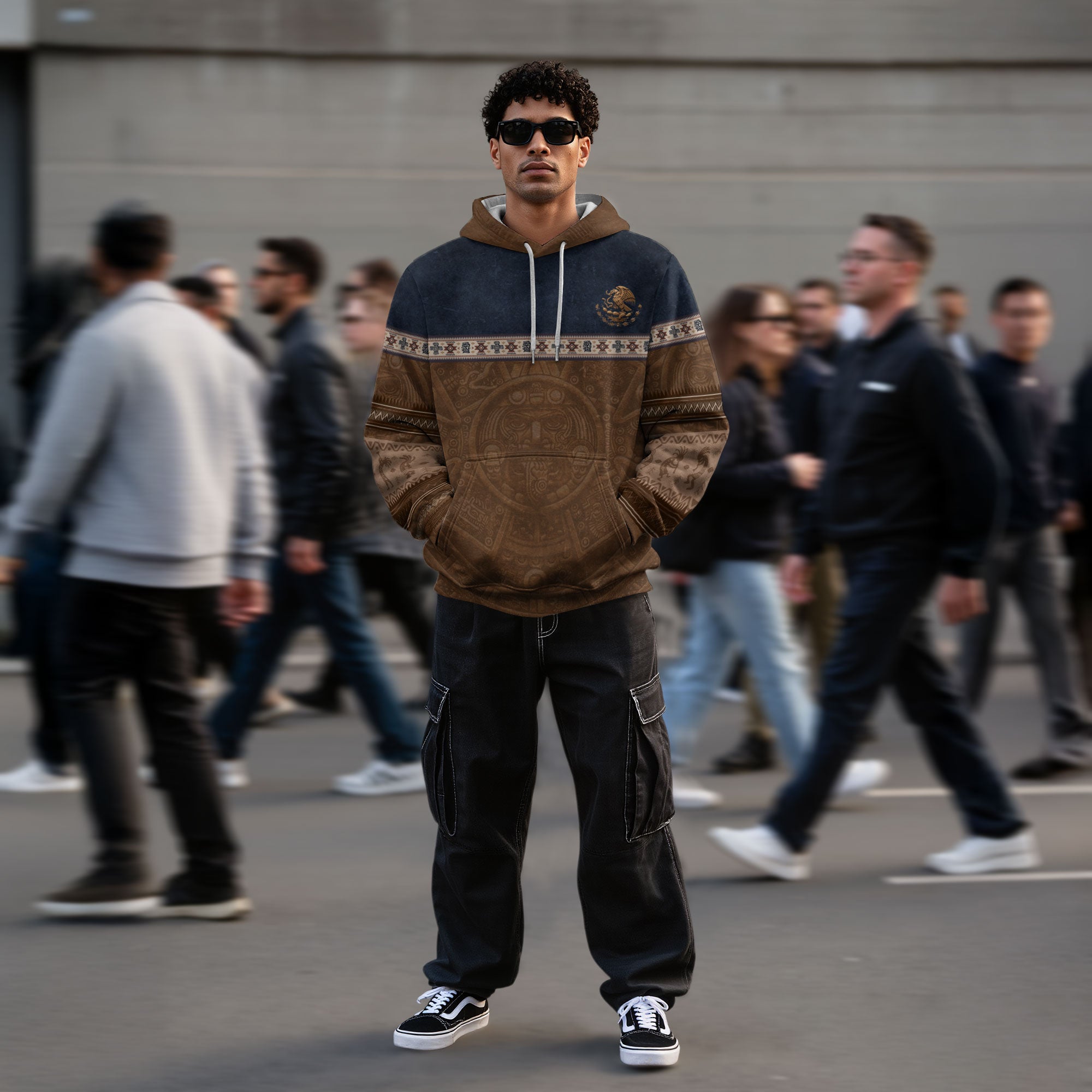 Aztec Mexican Tribal Heritage Symbol Graphic Art Design Mens Hoodie