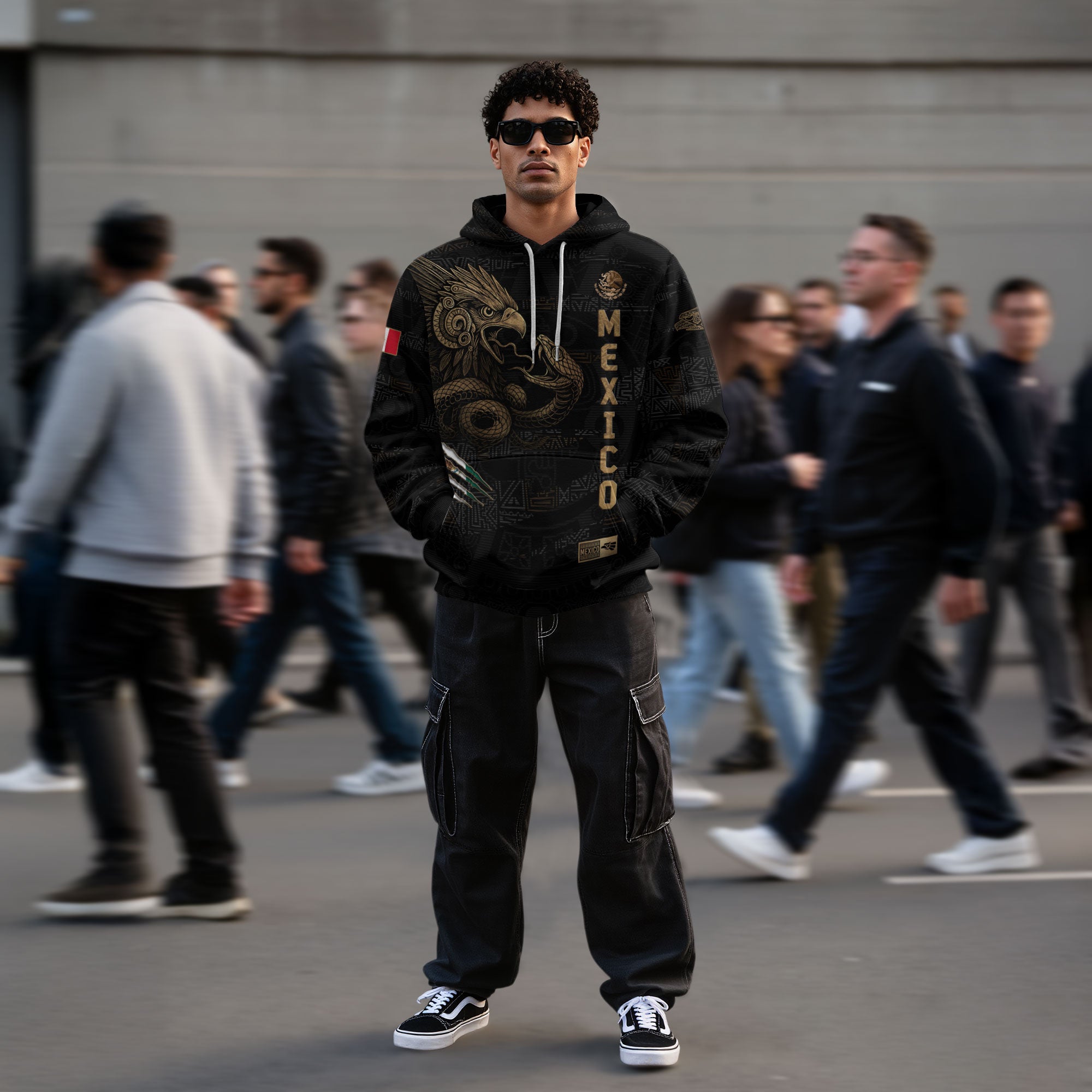 Mexican Gold Eagle Snake National Seal Heritage Mens Sudadera De Mexico Hoodie