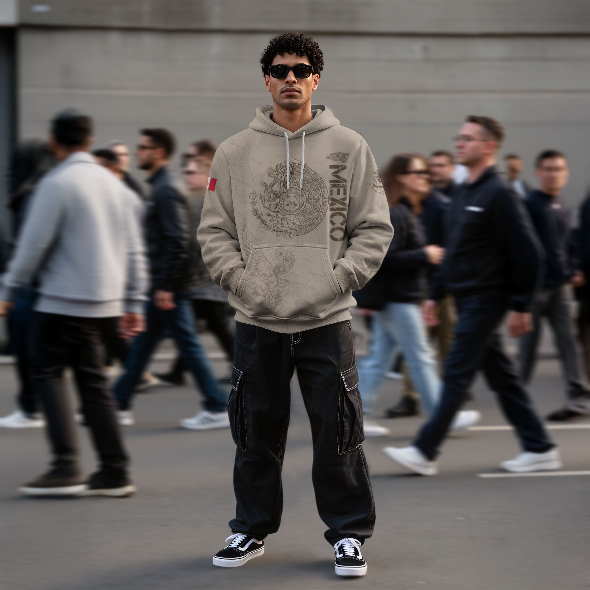 Mexican Tan Aztec Calendar Map Eagle Heritage Mens Sudadera De Mexico Hoodie