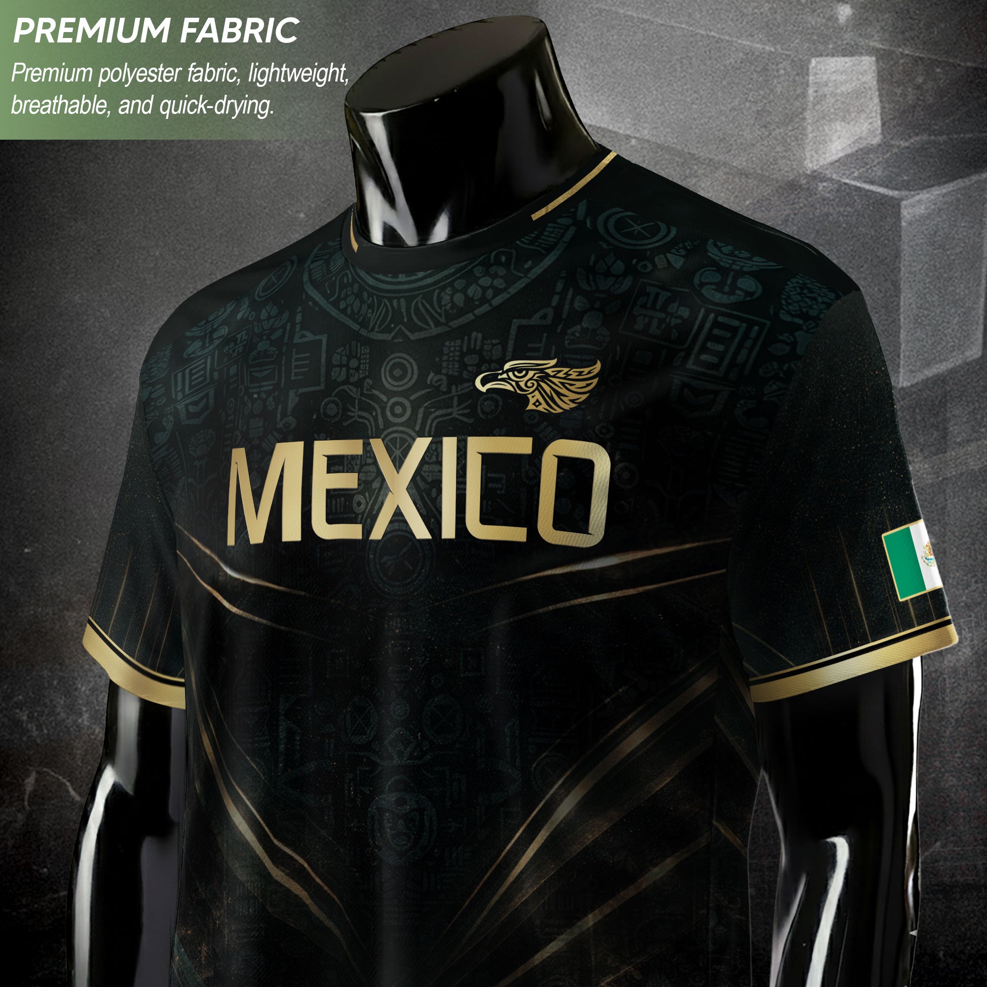 Mexico Heritage Football Jersey Black Gold, Tradition Meets Modern Expression