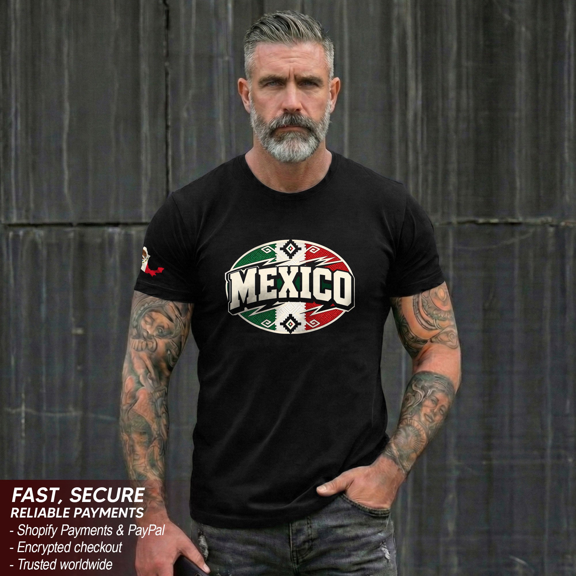 Mexico Graphic T-Shirt Cultural Flag Print Design Casual Short Sleeve Cotton Apparel