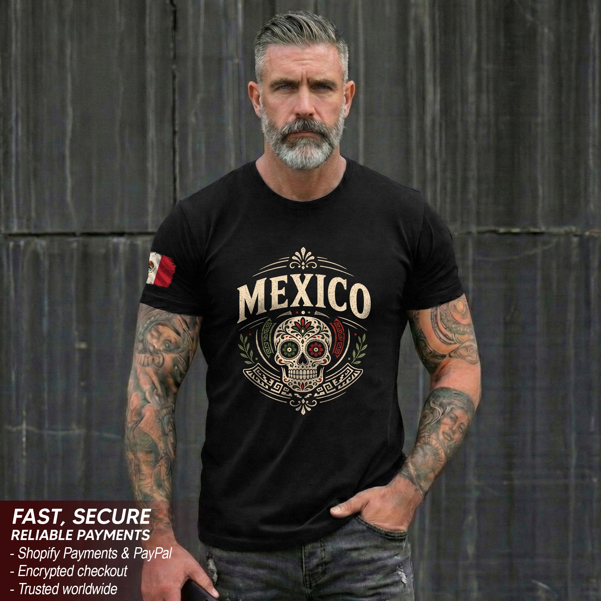 Mexico Sugar Skull Graphic T-Shirt Cultural Day of the Dead Design Casual Cotton Apparel
