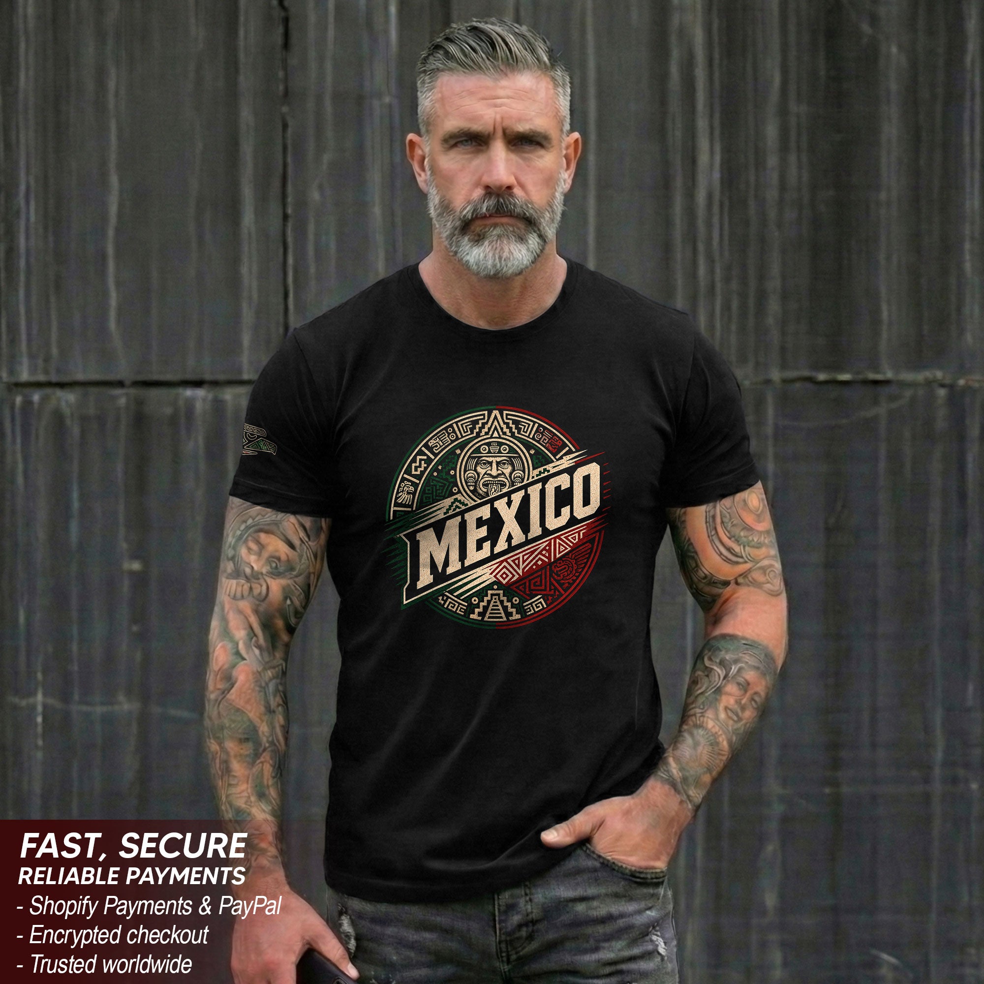 Mexico Ancient Culture Graphic T-Shirt Aztec Inspired Design Casual Cotton Short Sleeve Tee
