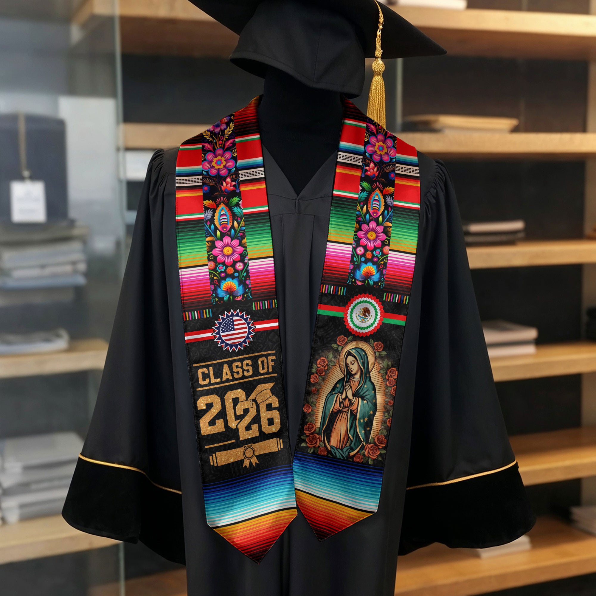 Mexican Graduate Sash 2026, Mexico Stole for Graduation Ceremony