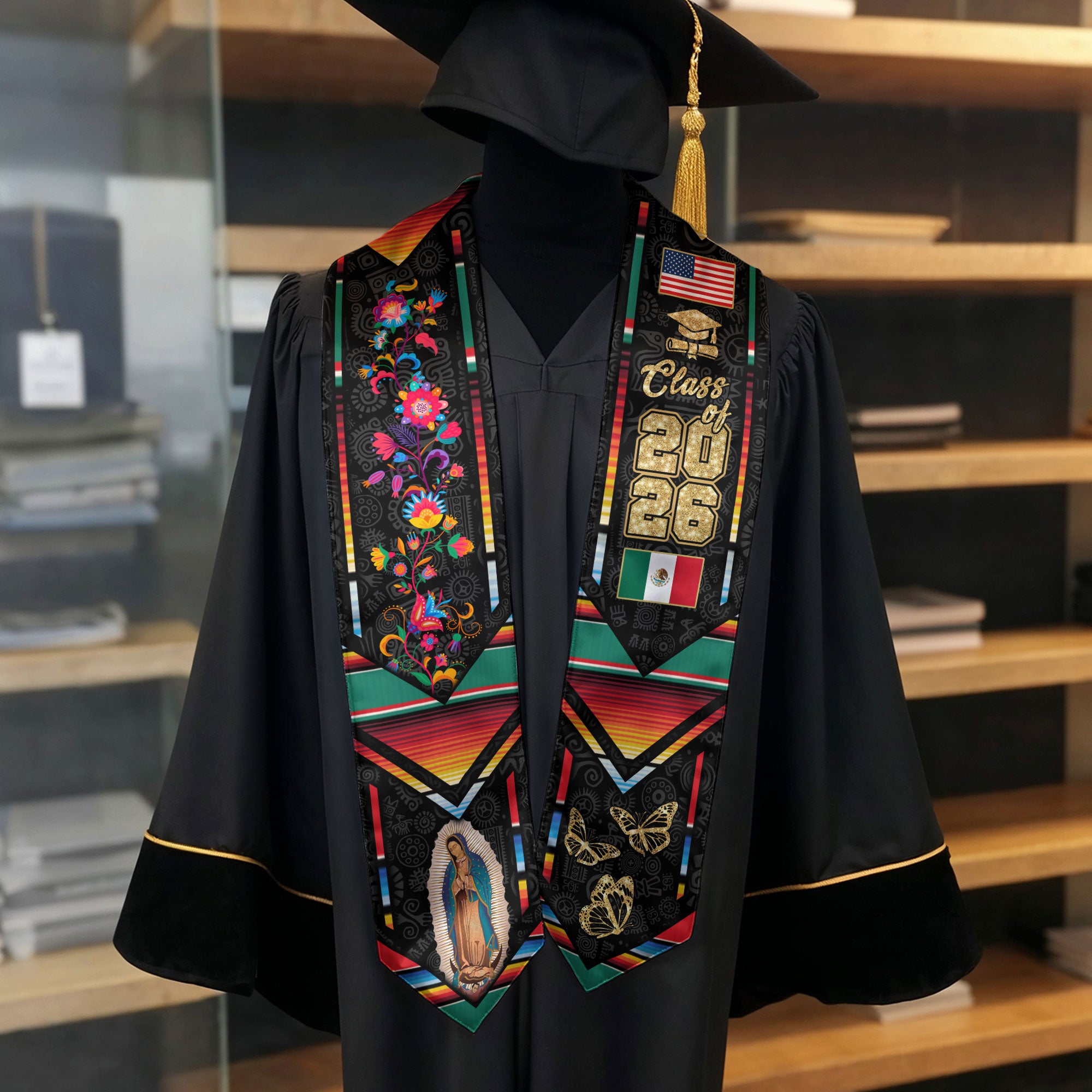 Mexican Stole Mexico Graduation 2026, Sash for Graduate Ceremony