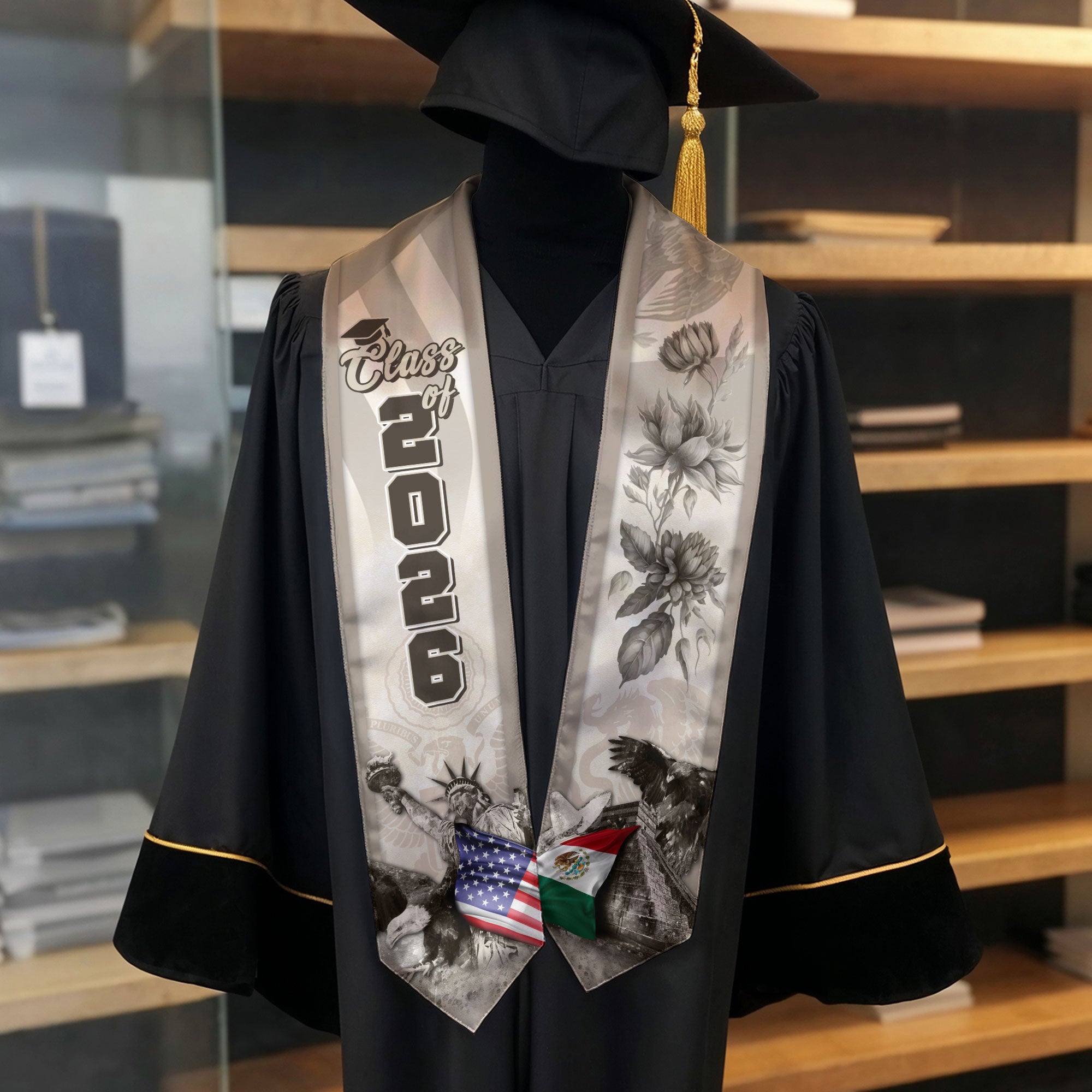 Mexico Graduation Sash 2026, Mexican Stole for Graduate Celebration