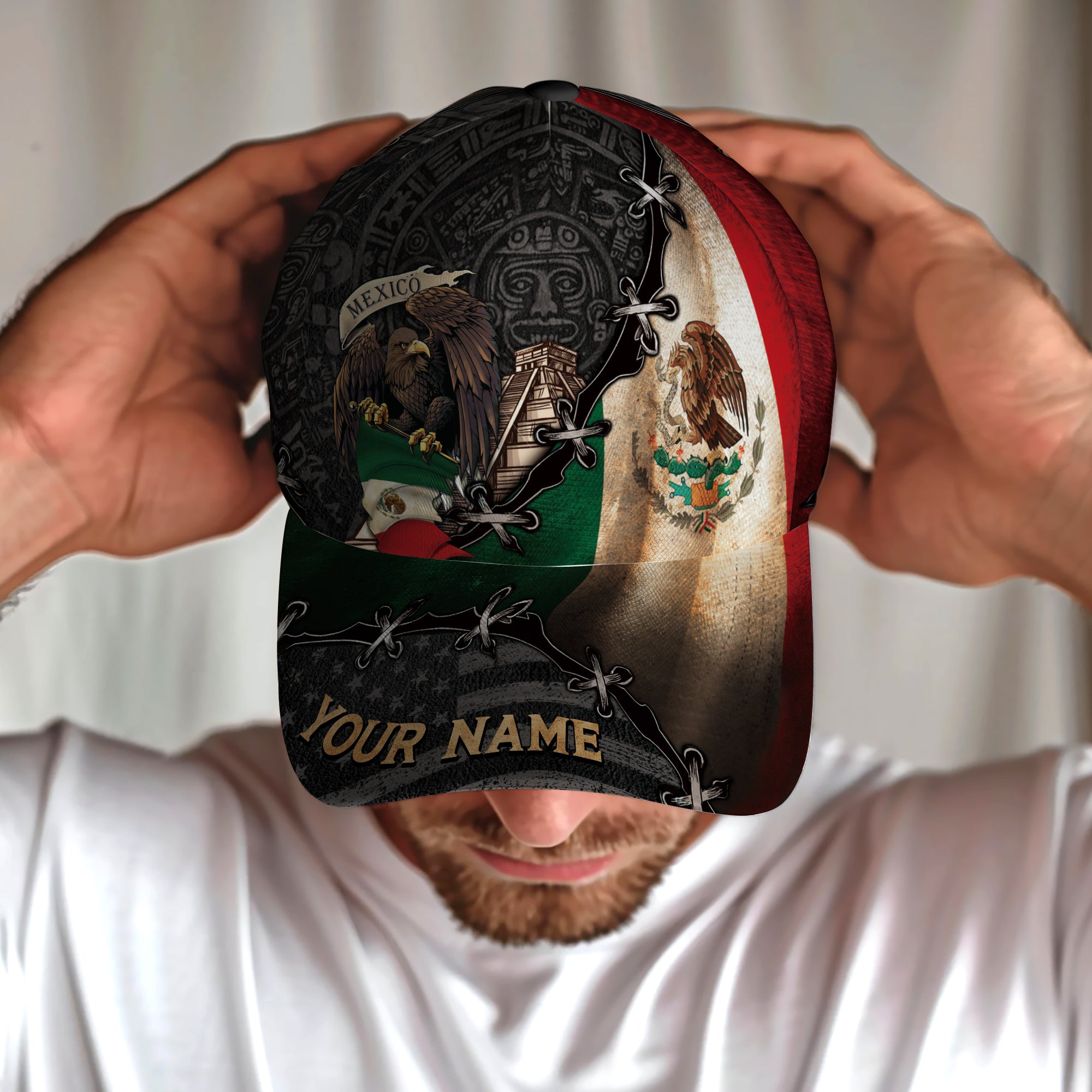 Custom Mexico Flag Eagle Aztec Map Heritage Pride Roots Design Hat
