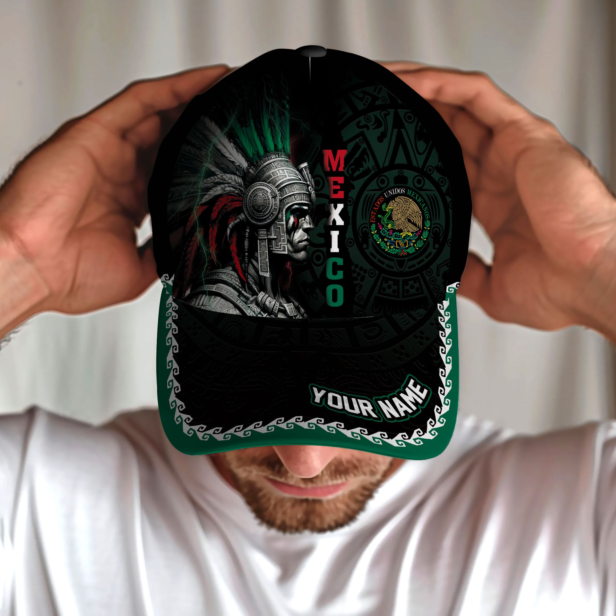 Custom Mexico Aztec Warrior Eagle Heritage Pride Power Roots Design Hat
