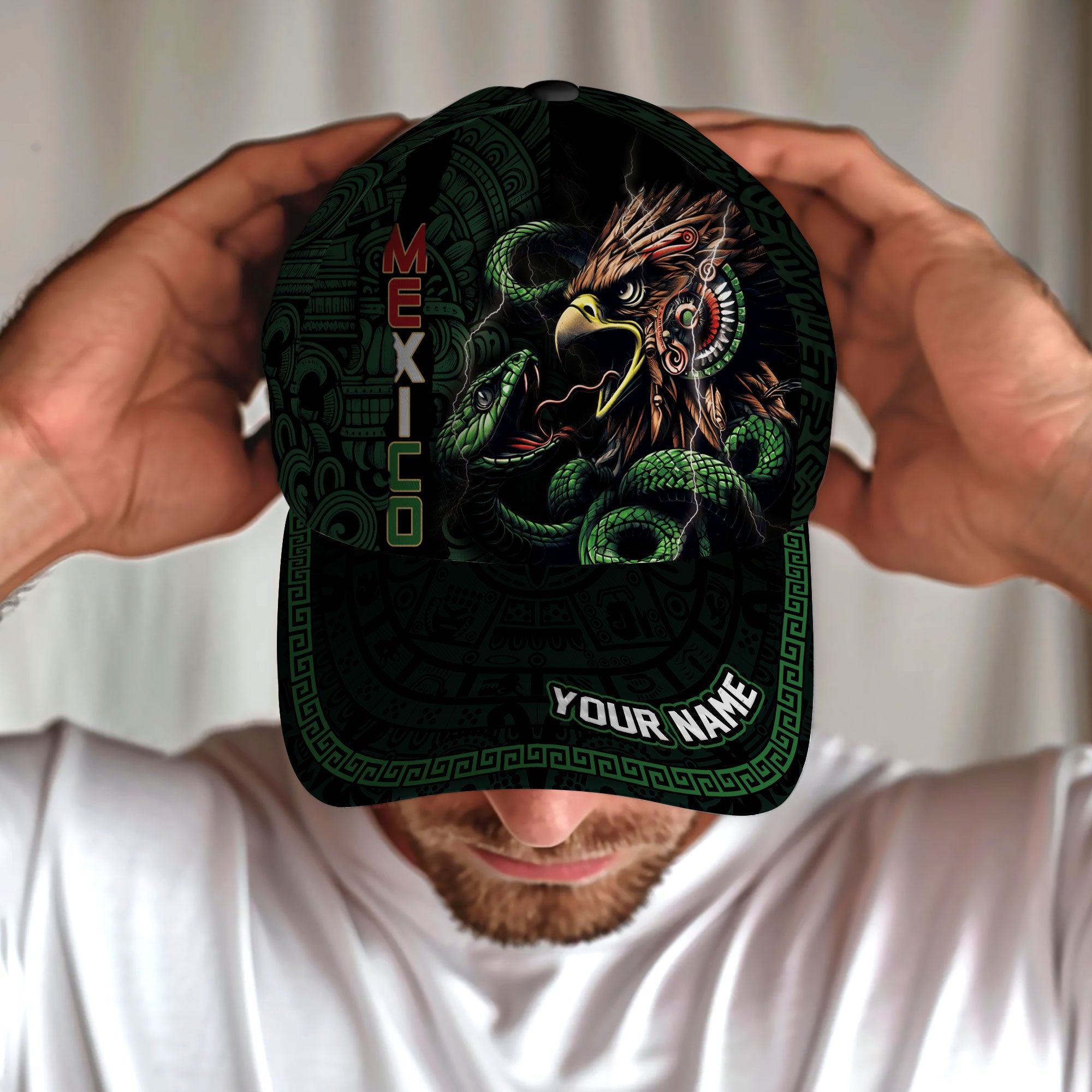 Custom Mexico Aztec Eagle Serpent Warrior Heritage Pride Power Roots Hat