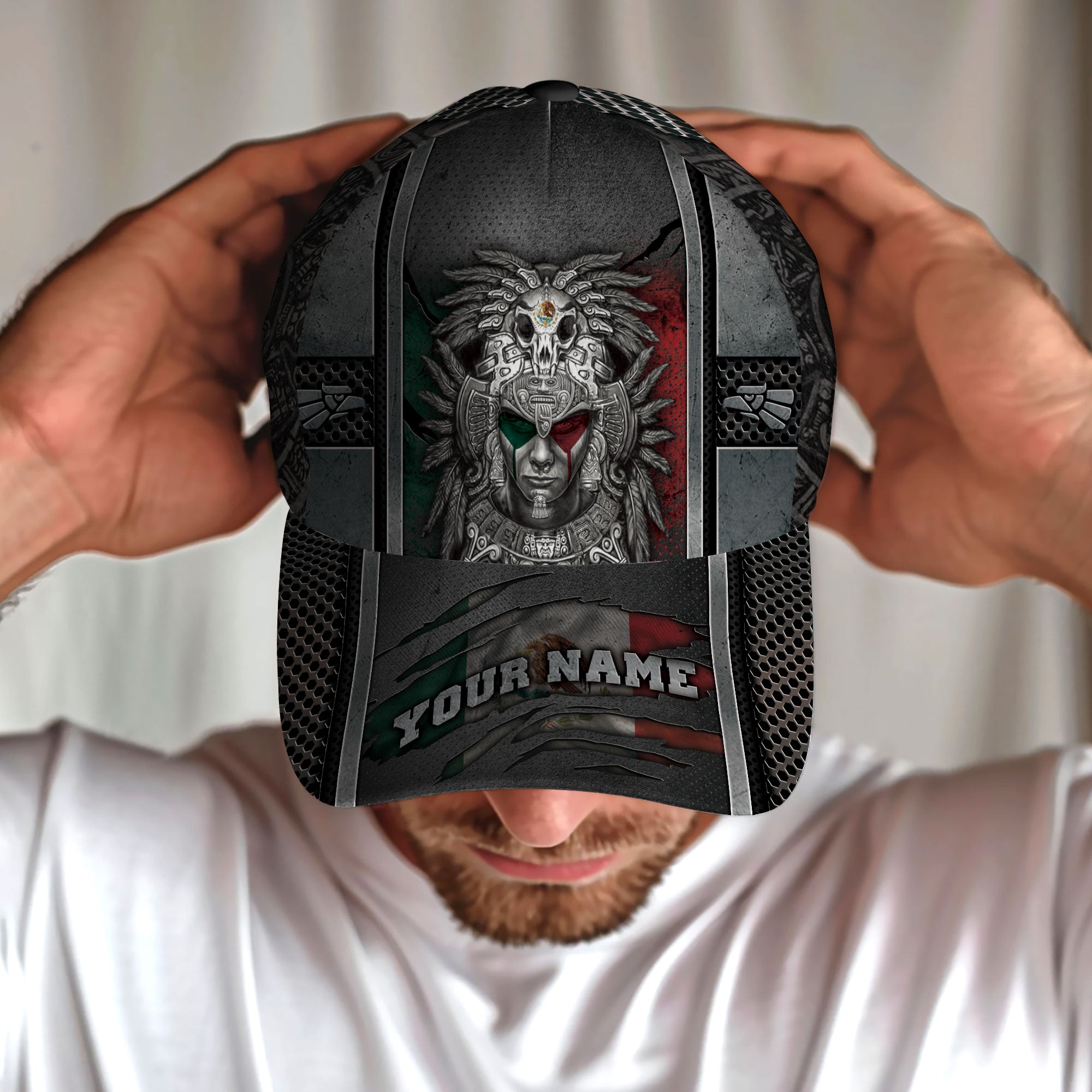 Custom Mexico Aztec Warrior Skull Eagle Heritage Pride Power Roots Hat