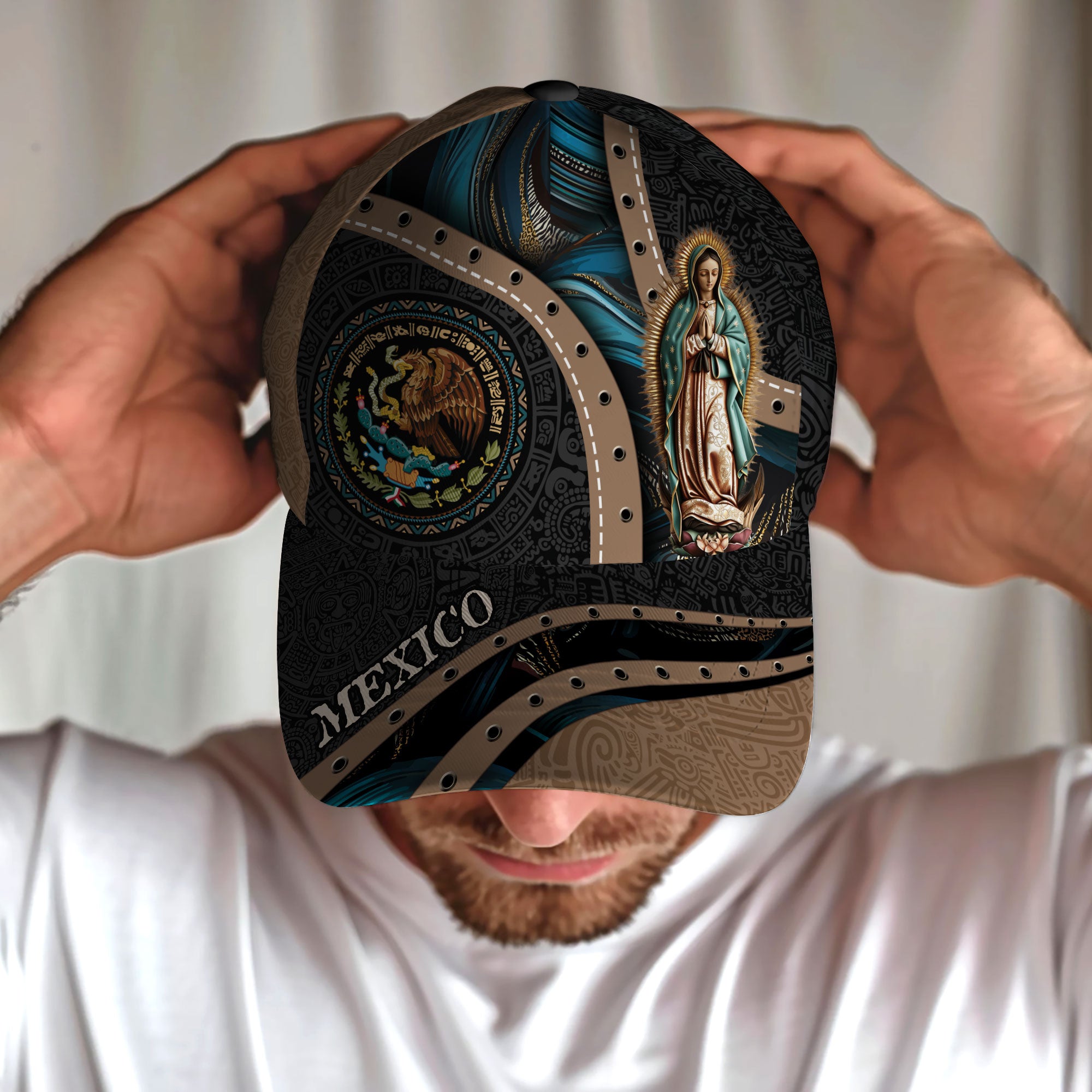 Mexico Guadalupe Virgin Mary Eagle Aztec Heritage Faith Culture Pride Hat