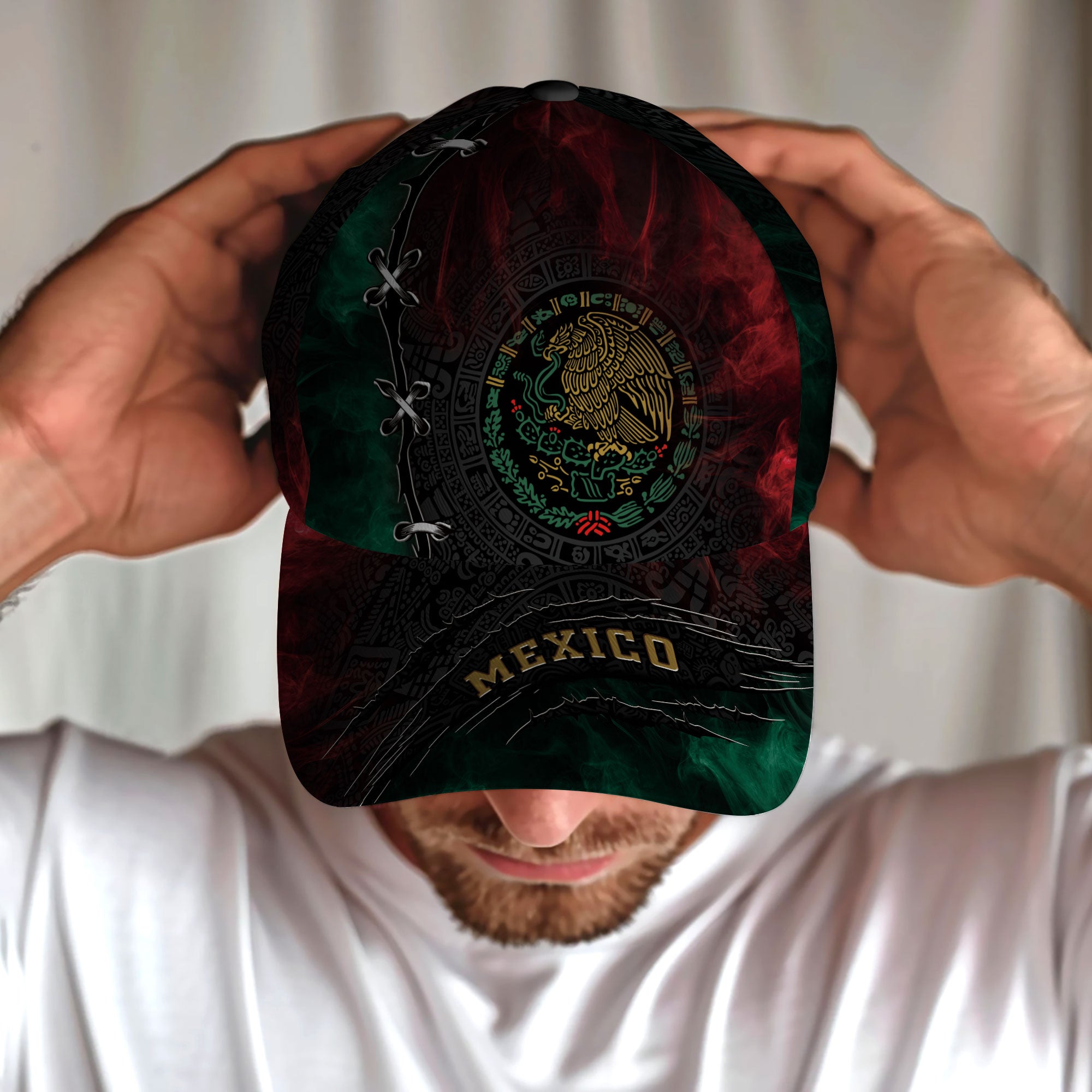 Mexico Flag Eagle Aztec Calendar Heritage Pride Power Culture Roots Hat