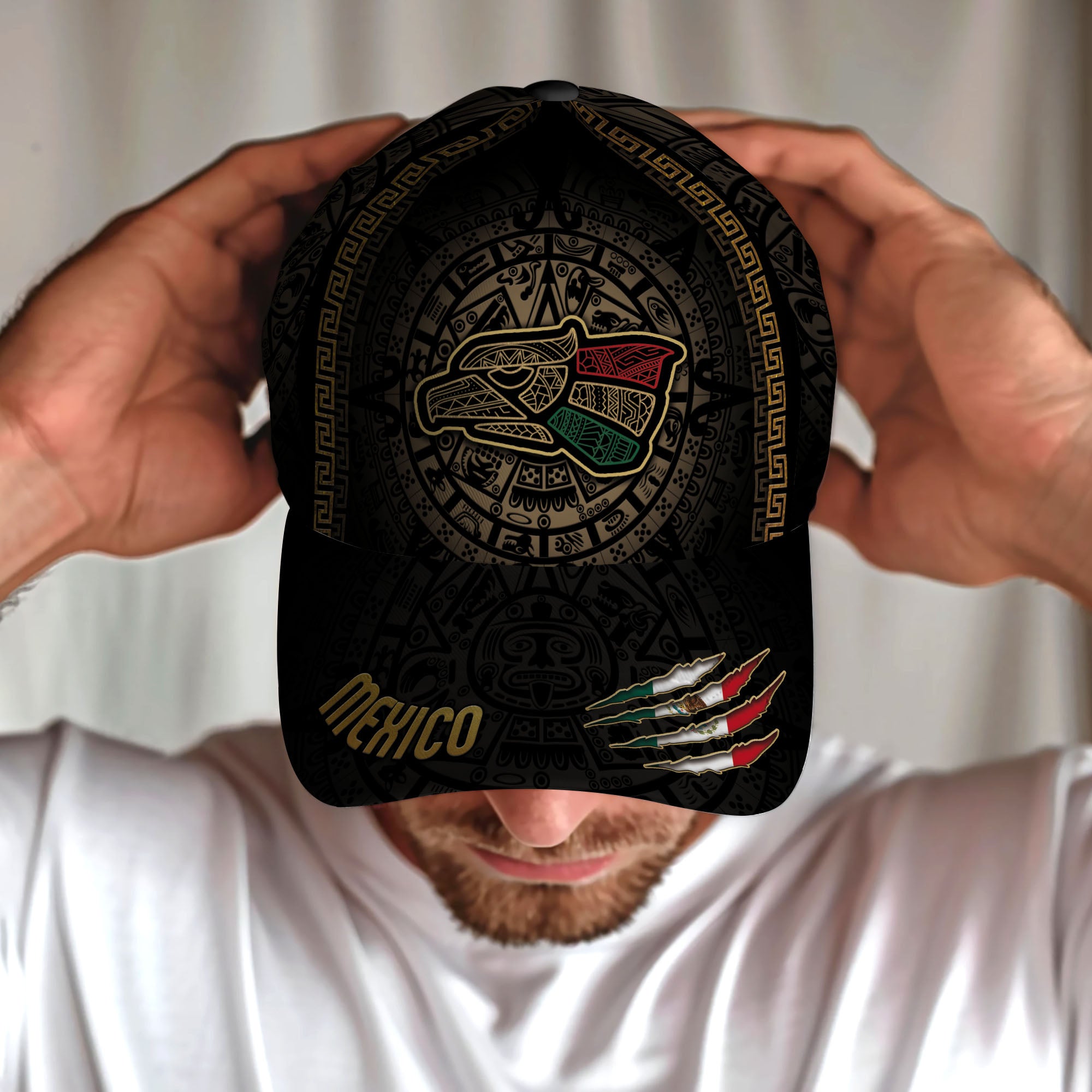 Mexico Aztec Eagle Symbol Calendar Heritage Pride Power Culture Roots Hat