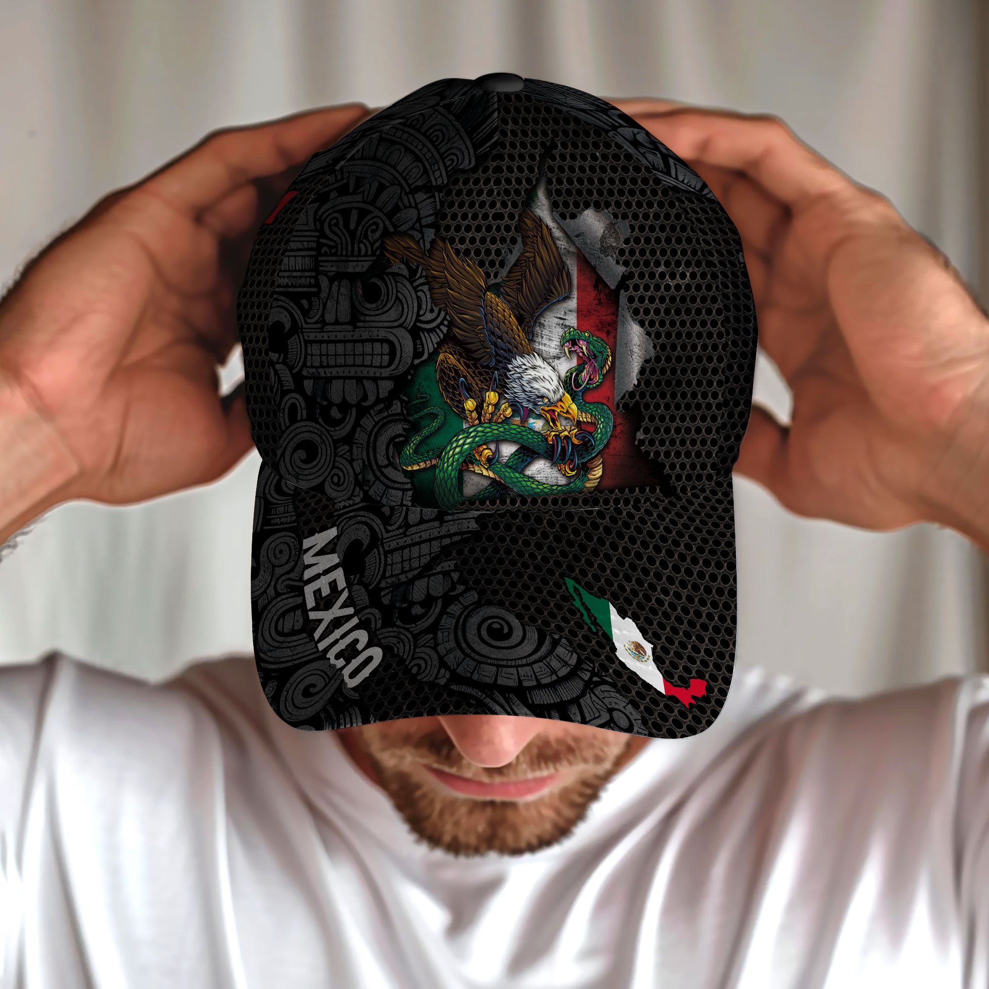 Mexico Flag Eagle Serpent Aztec Heritage Pride Power Design Hat