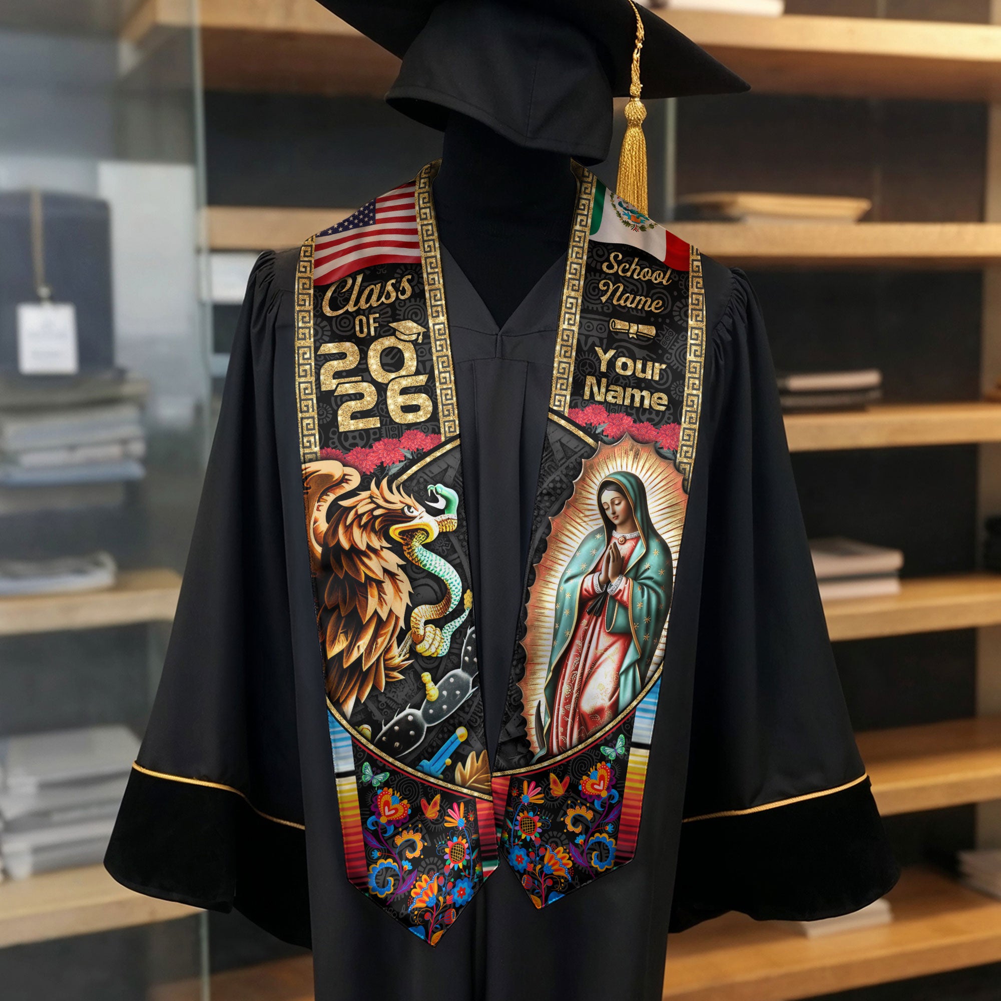 Custom Mexican Sash 2026 for Graduation, Personalized Mexico Stole for Graduate