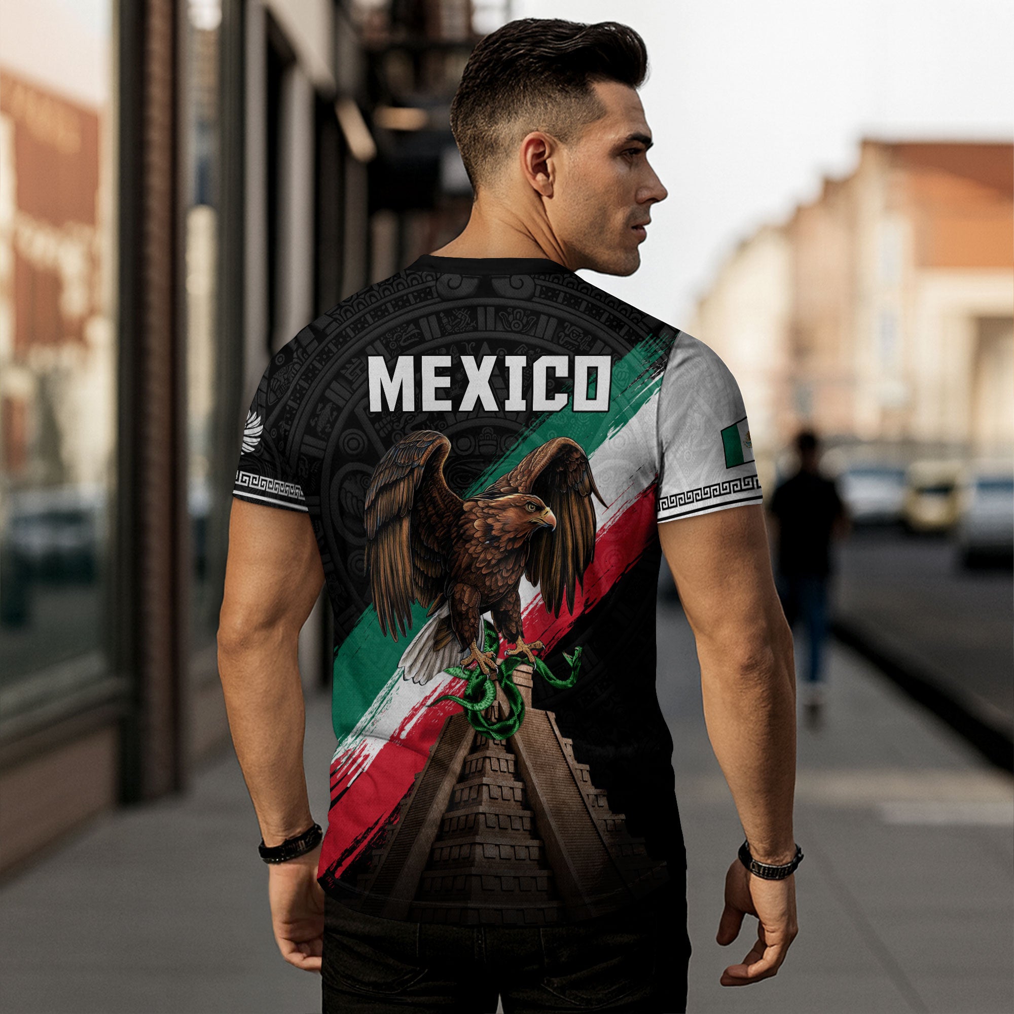 Mexico Flag Eagle Aztec Pyramid Heritage Pride Warrior Spirit Shirt