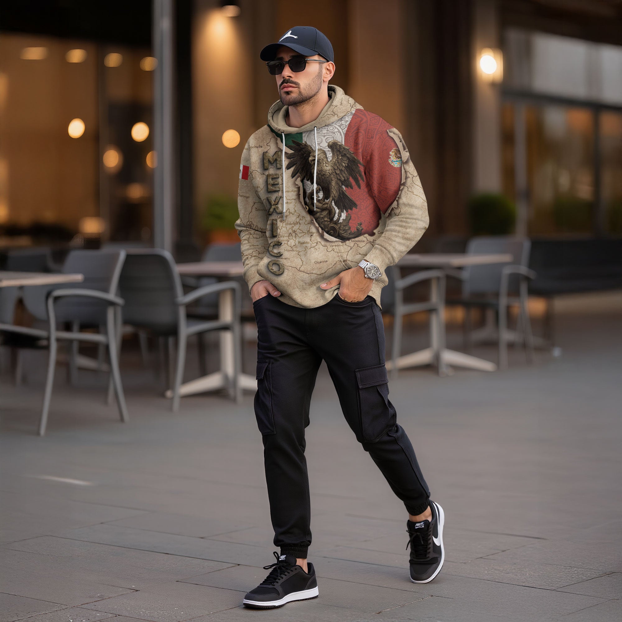 Mexico Vintage Map Flag Eagle Heritage Legacy Pride Culture Hoodie