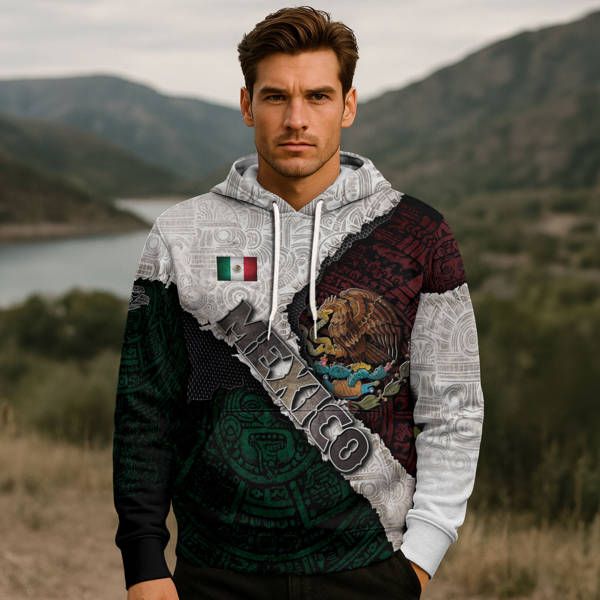 Mexico Flag Eagle Aztec Heritage Pride Warrior Legacy Culture Hoodie