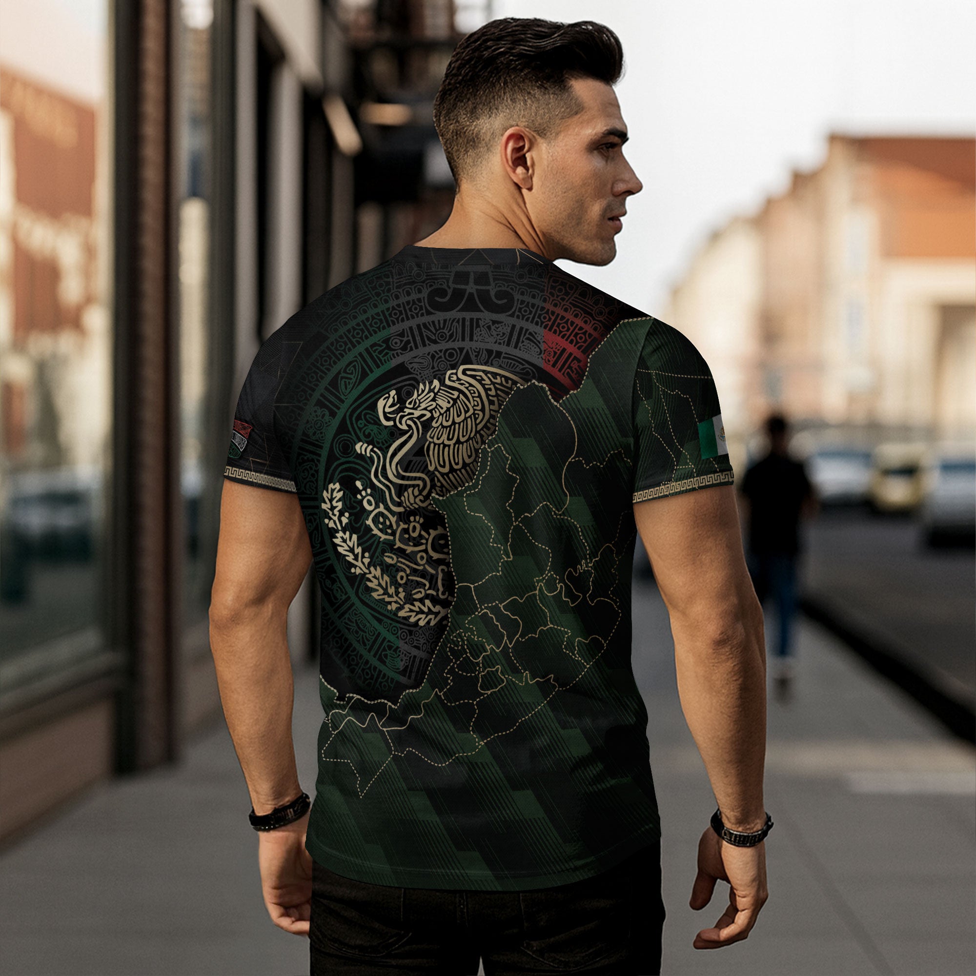 Mexico Black Gold Eagle Aztec Map Heritage Pride Warrior Shirt