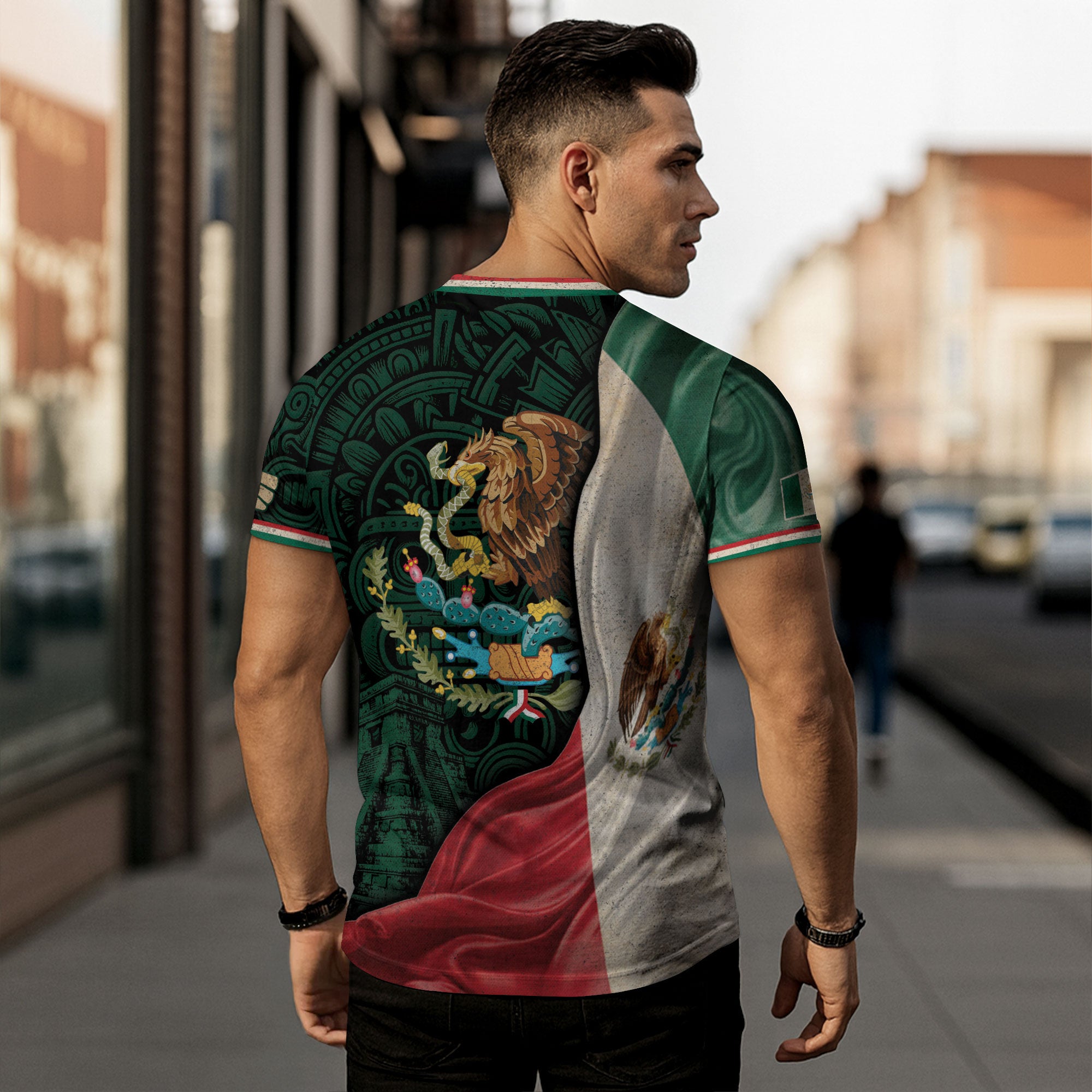 Mexico Aztec Heritage Shirt 3-Pack Bundle – Sun Stone Black Pattern + Pyramid Warrior Spirit + Flag Eagle Serpent National Pride