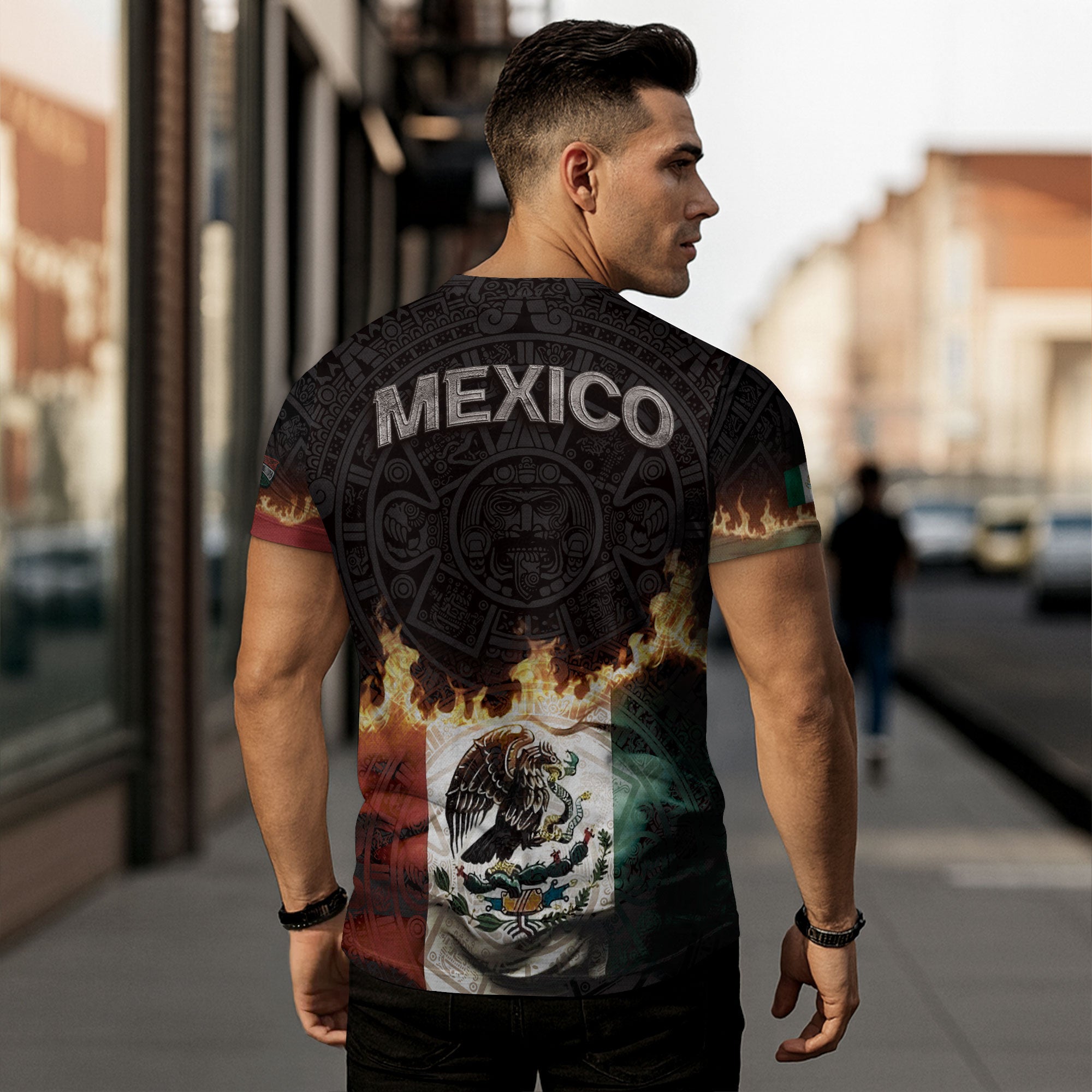 Virgin of Guadalupe Flame Mexico Flag Aztec Heritage Shirt